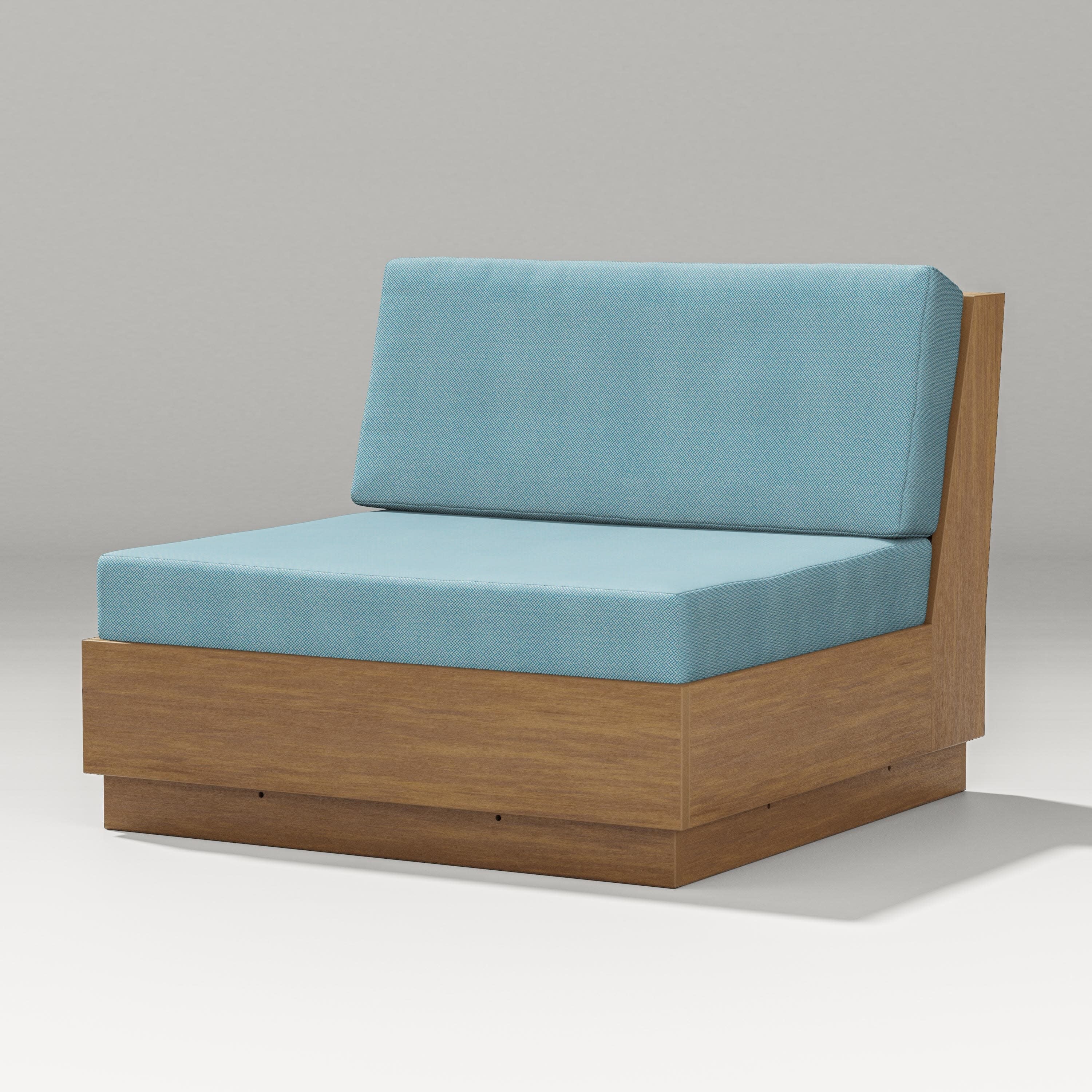Elevate Modular Armless Chair in Natural / Lattice Sky Blue