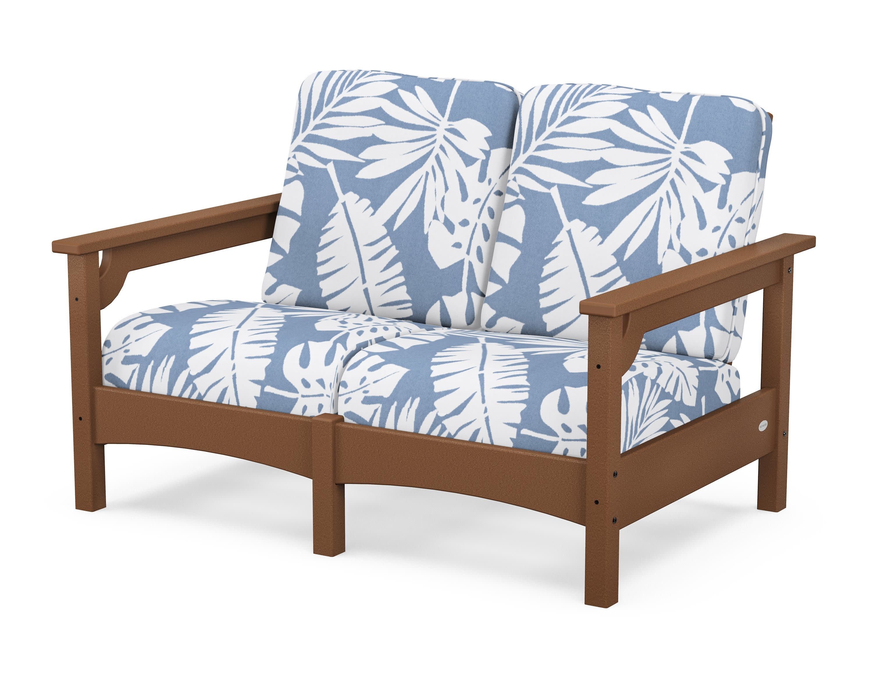 Club Loveseat in Teak / Leaf Sky Blue