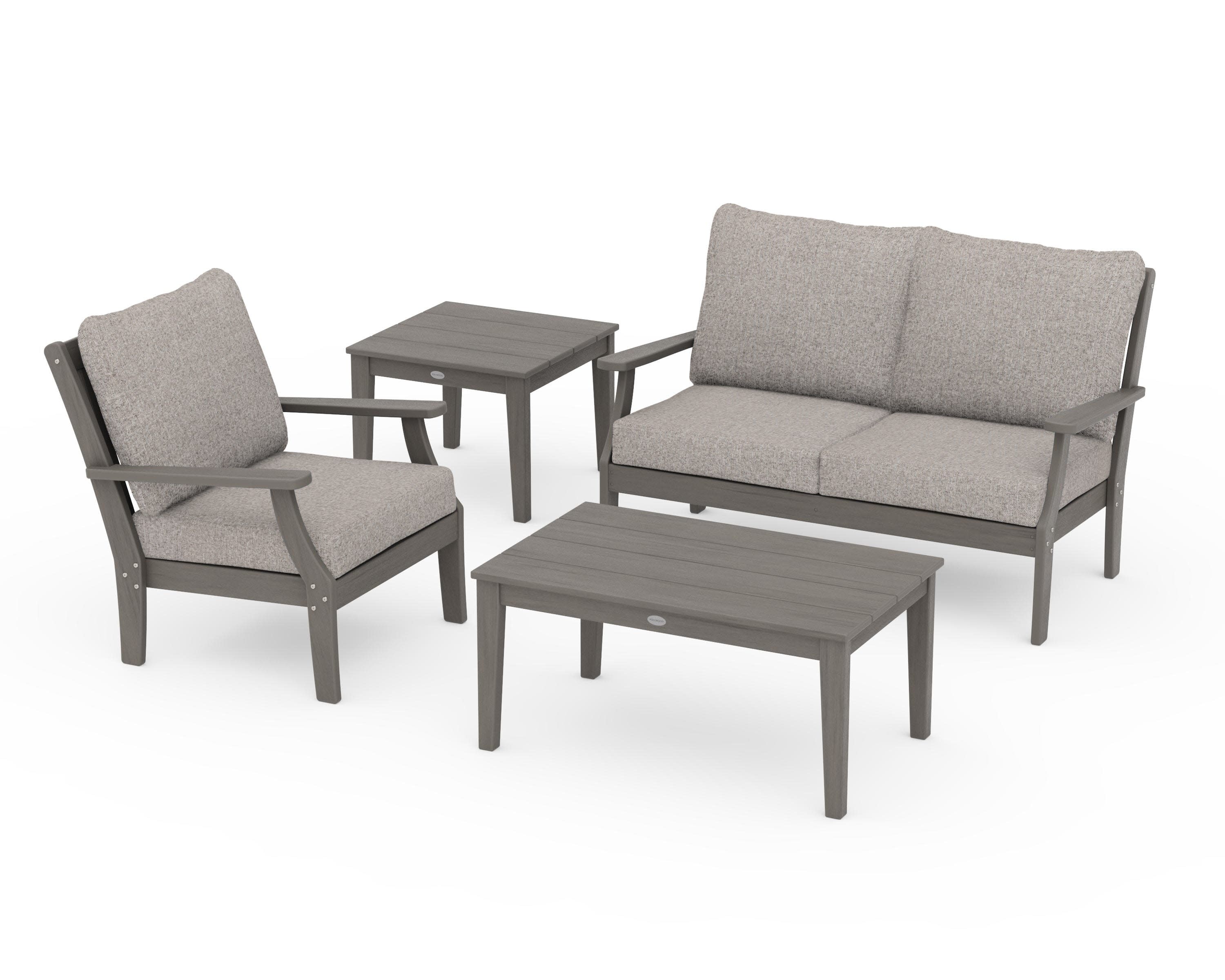Braxton 4-Piece Deep Seating Set in Driftwood / Weathered Tweed