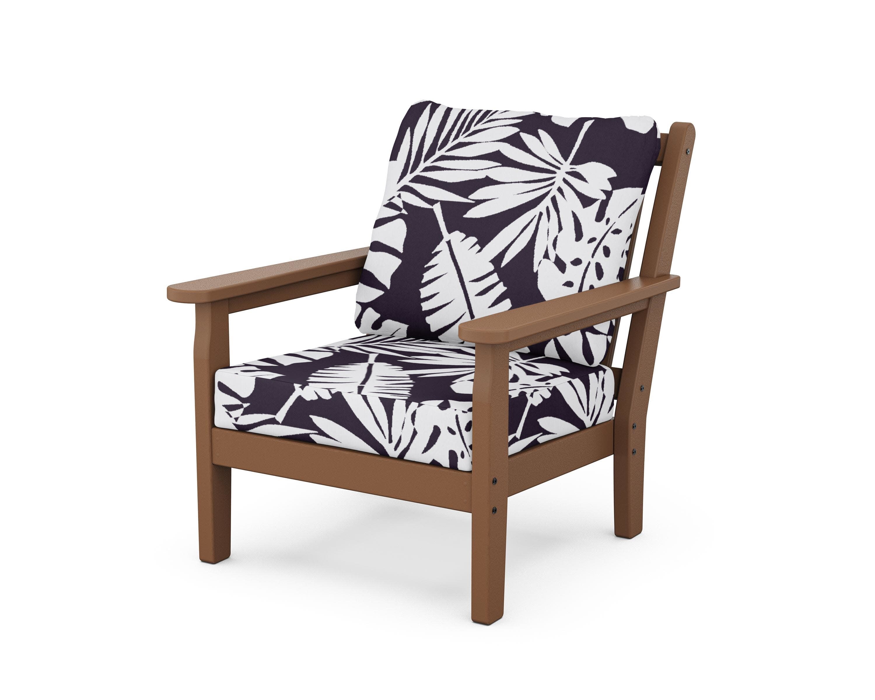 Chippendale Deep Seating Chair in Teak / Leaf Navy