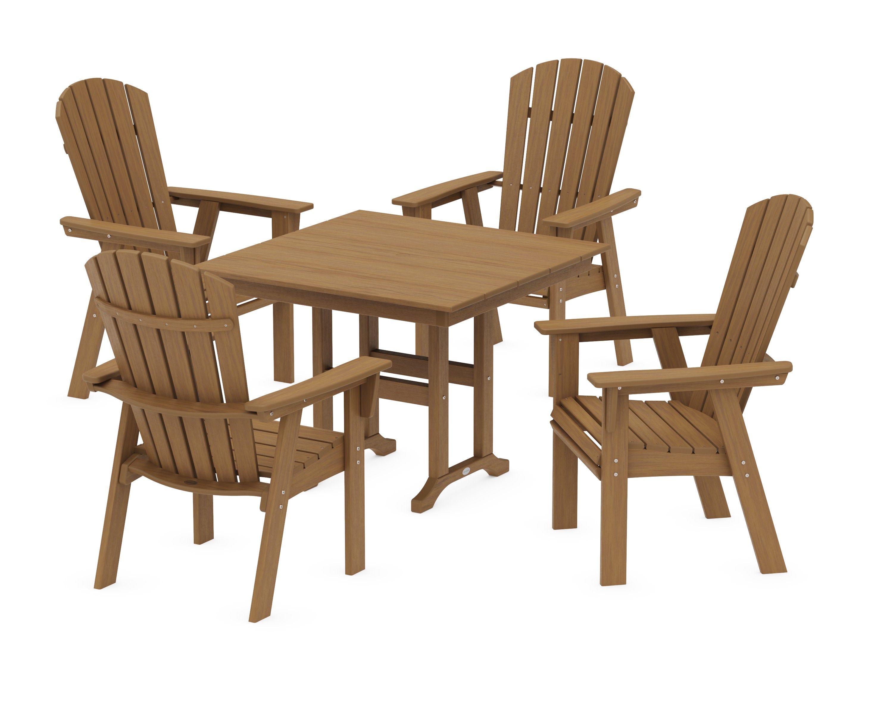 Nautical Curveback Adirondack 5-Piece Farmhouse Dining Set in Natural