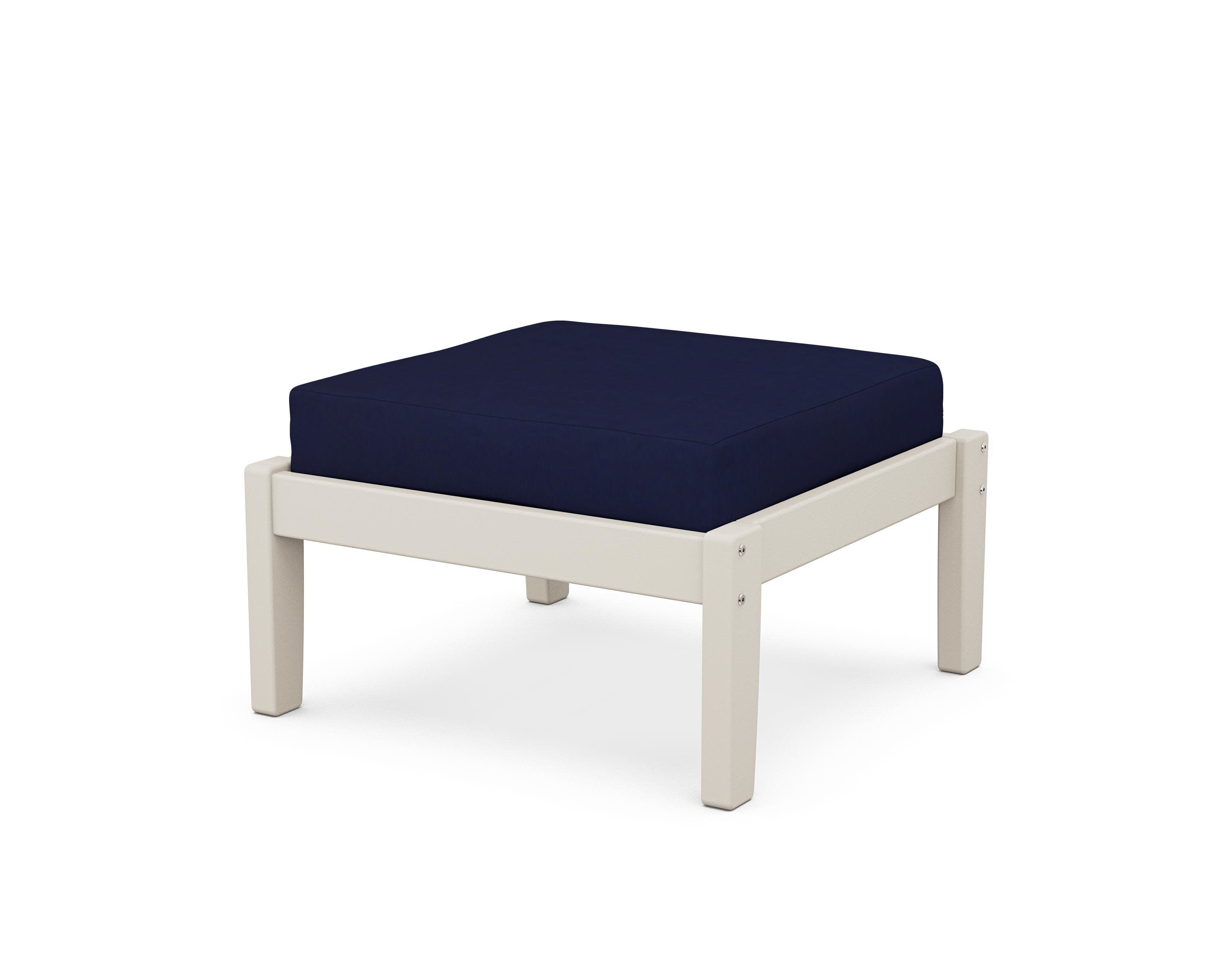 Deep Seating Ottoman in Sand / Navy