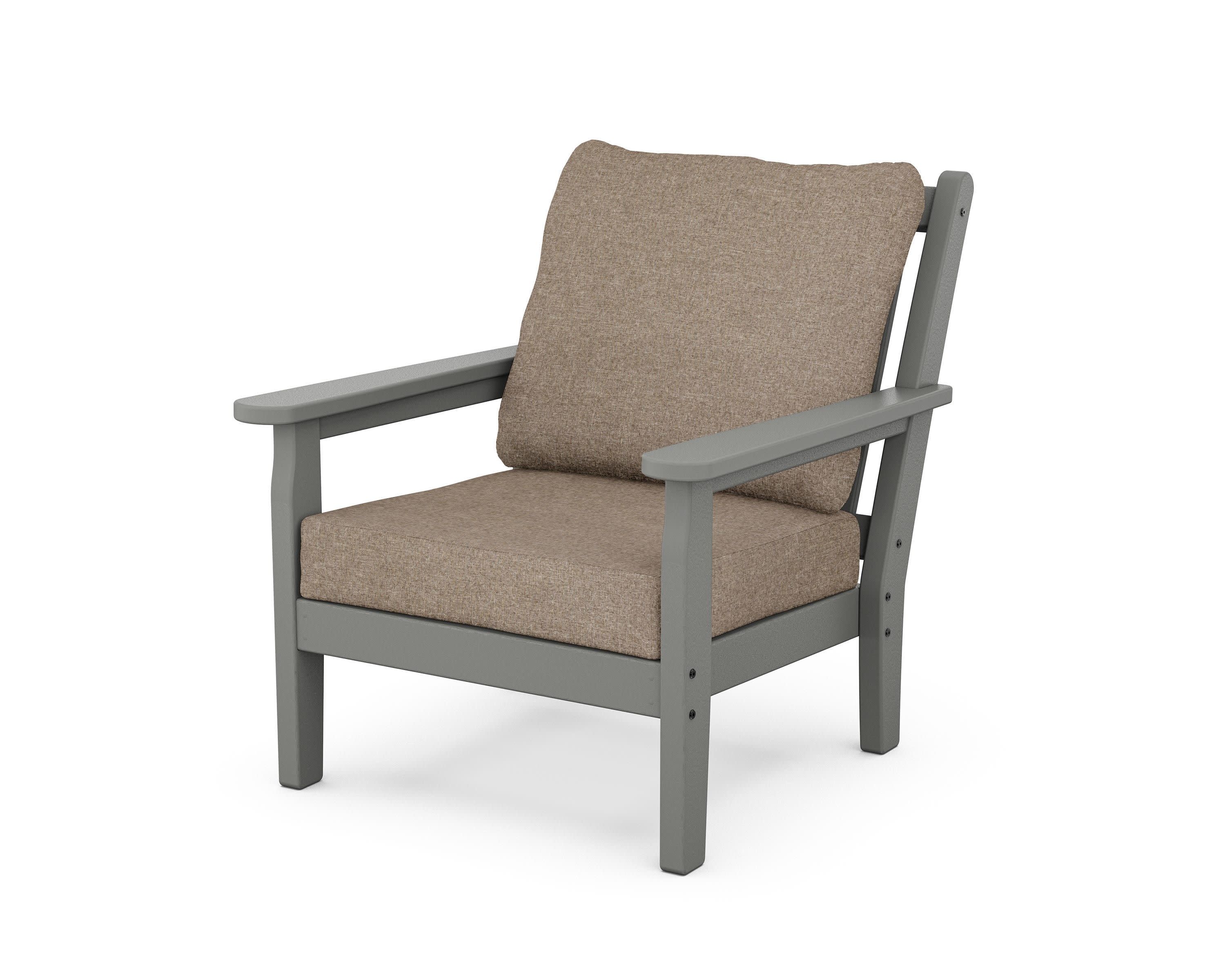Chippendale Deep Seating Chair in Slate Grey / Spiced Burlap