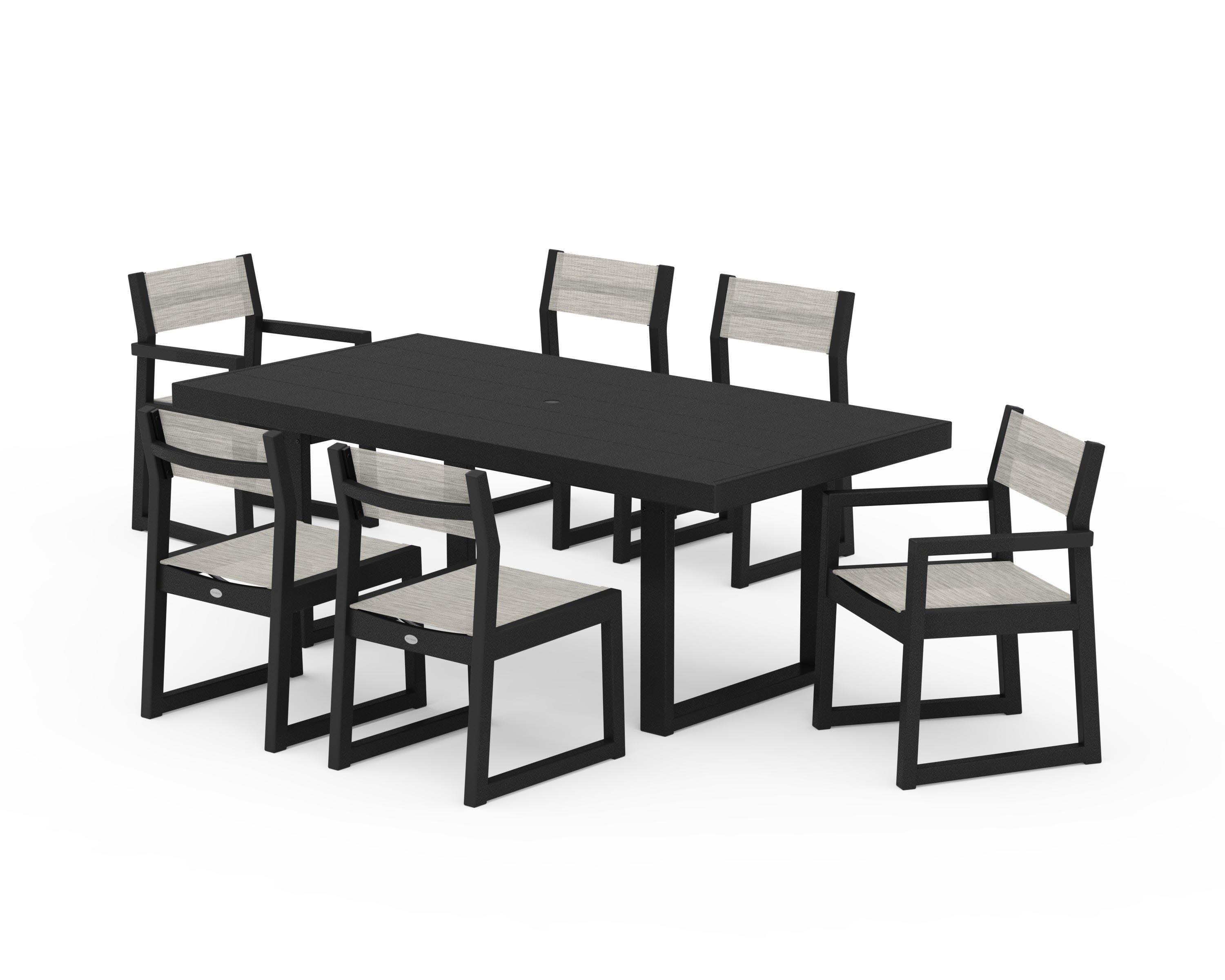 EDGE Sling 7-Piece Dining Set in Black / Birch Sling