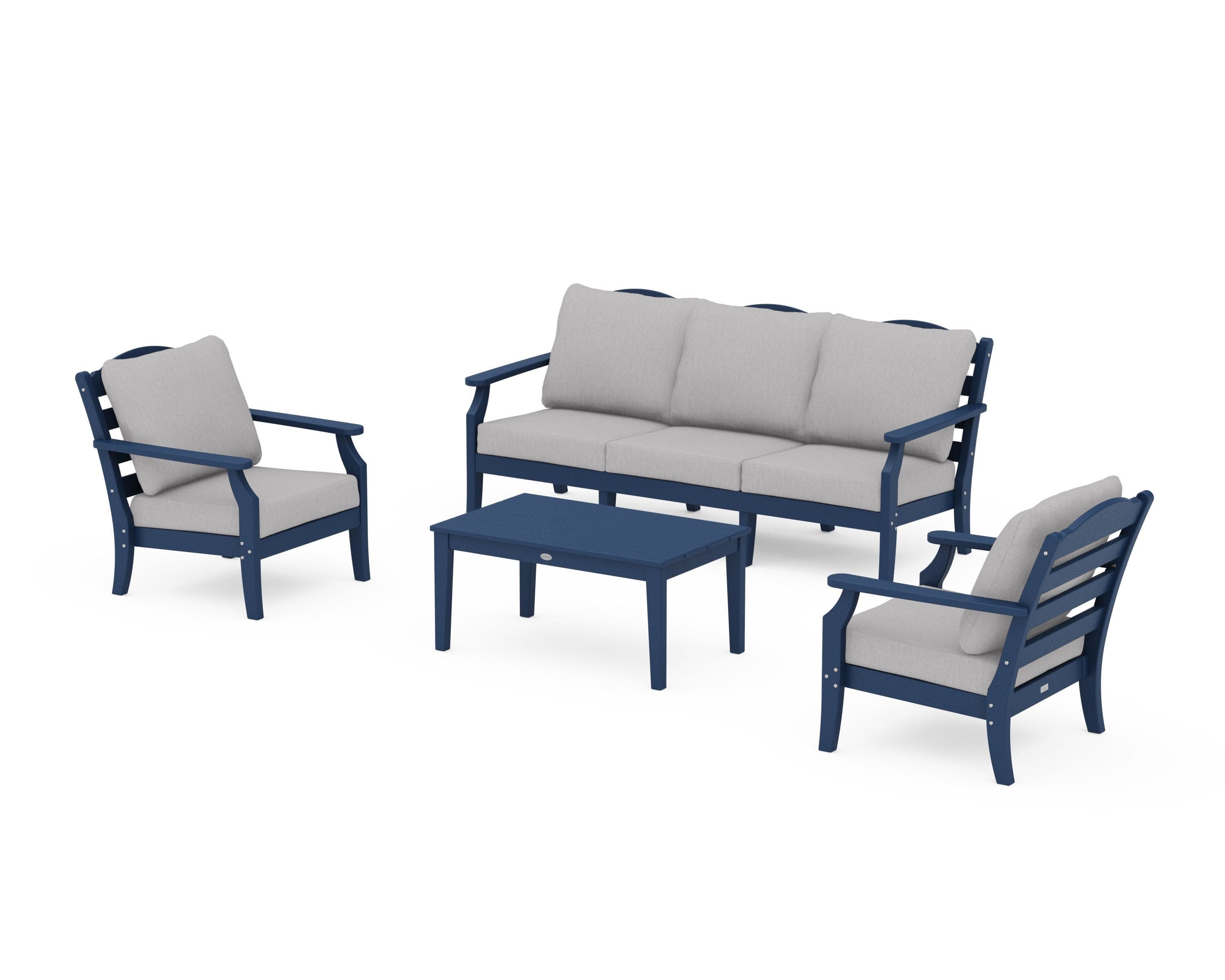 Savannah 4-Piece Deep Seating Set with Sofa in Navy / Granite