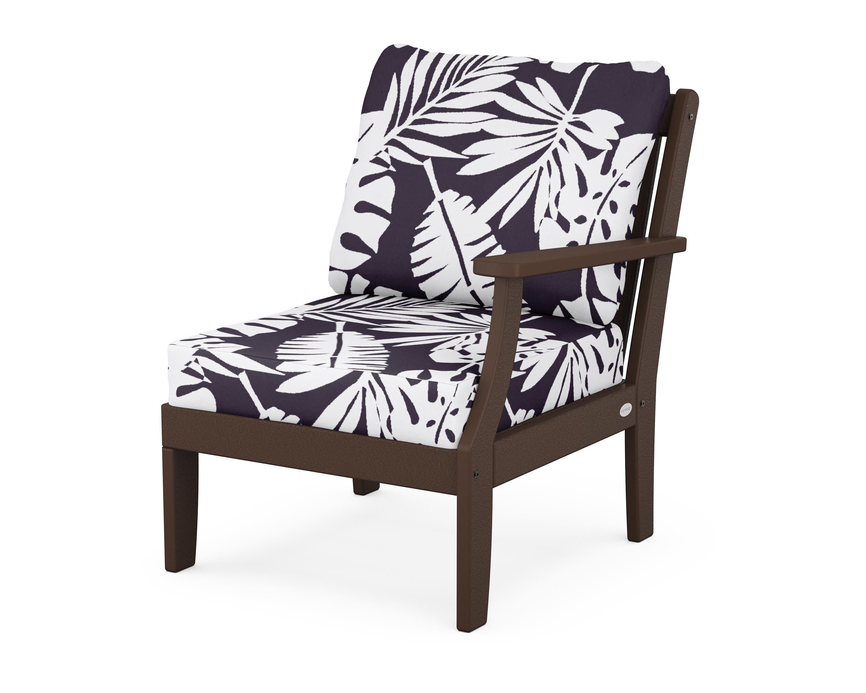 Braxton Modular Right Arm Chair in Mahogany / Leaf Navy
