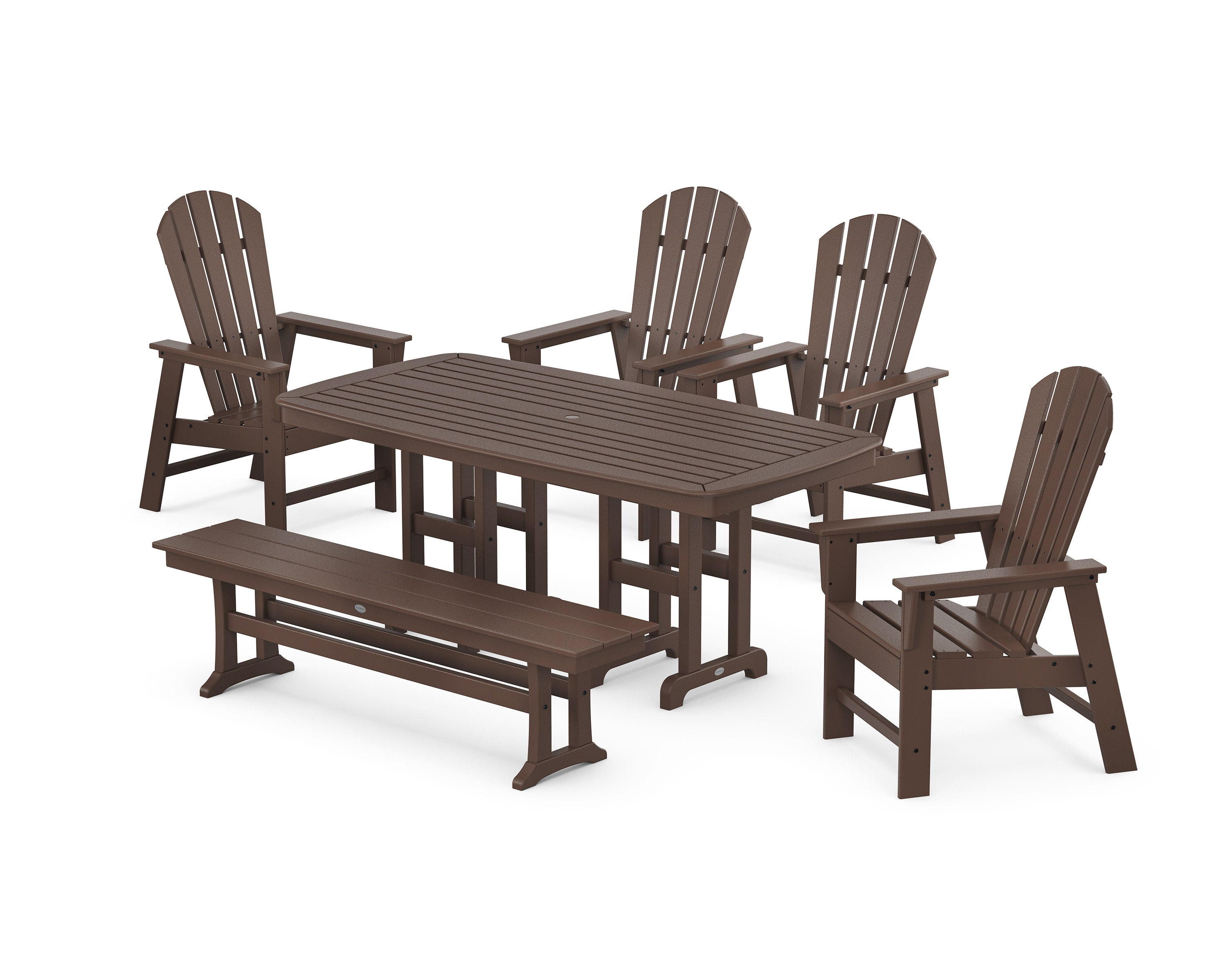 South Beach 6-Piece Dining Set with Bench in Mahogany