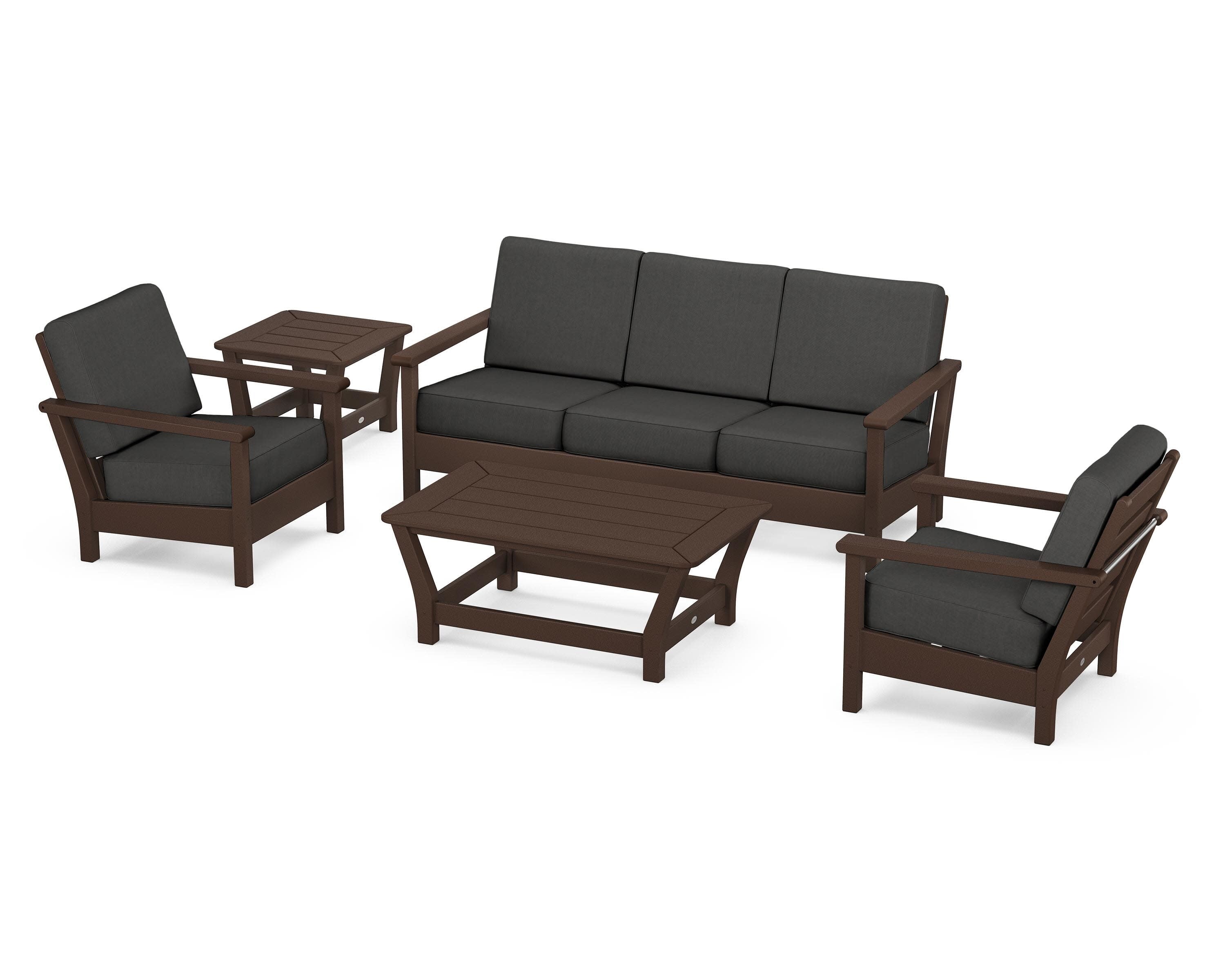 Harbour 5-Piece Deep Seating Set in Mahogany / Spectrum Carbon