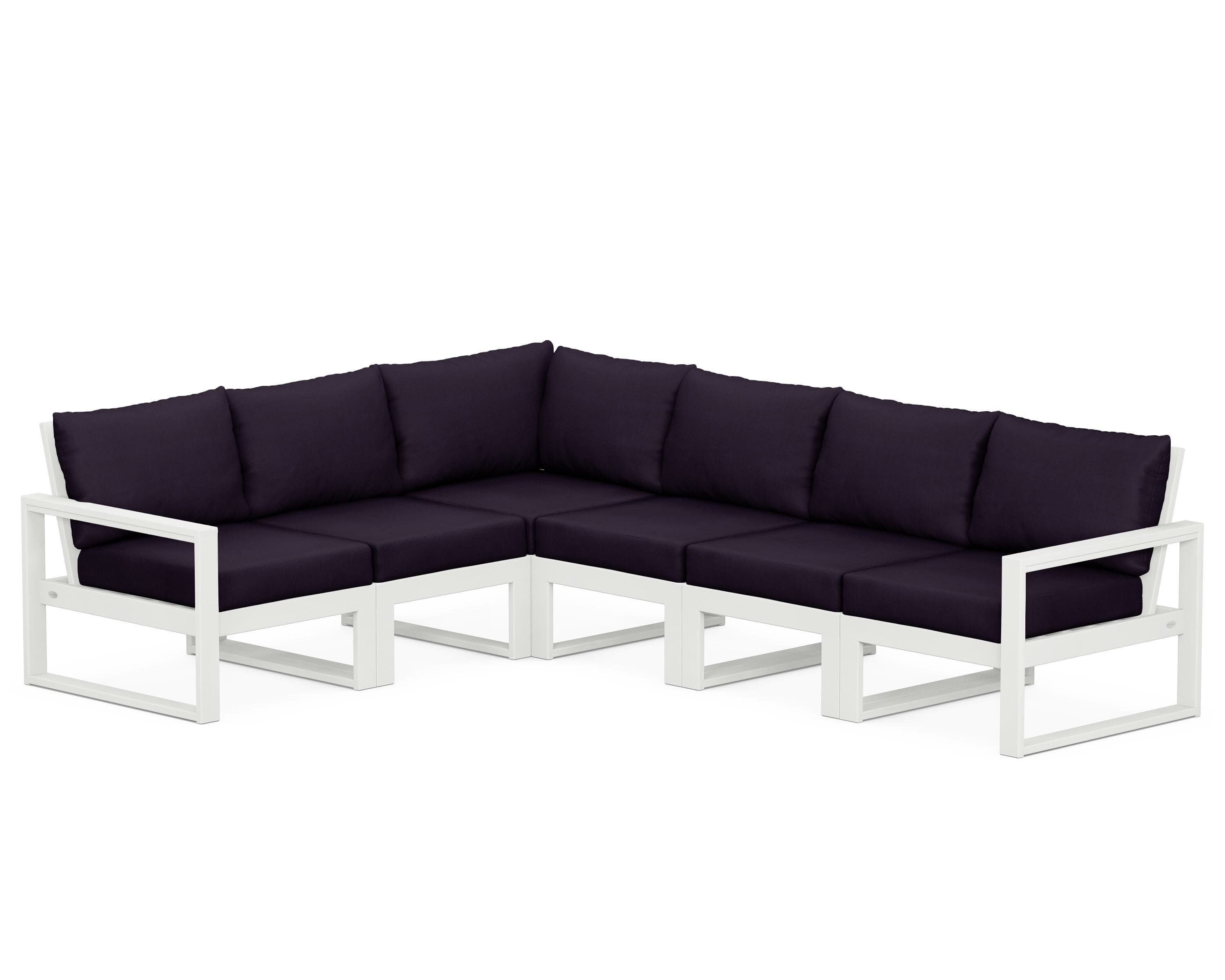 EDGE 6-Piece Modular Deep Seating Set in Vintage White / Navy Linen