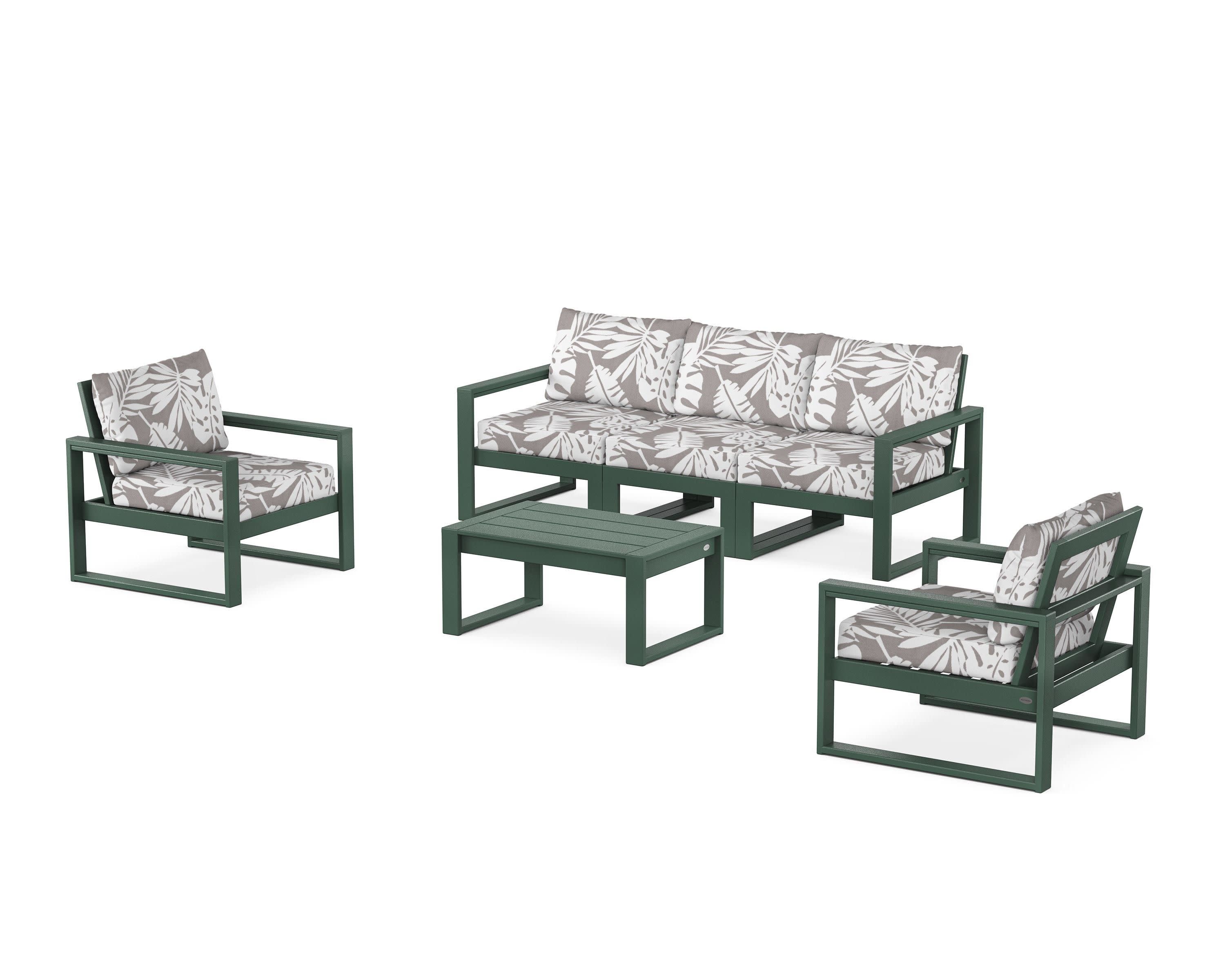 EDGE Sectional 4-Piece Deep Seating Set with Sofa in Green / Leaf Grey Mist