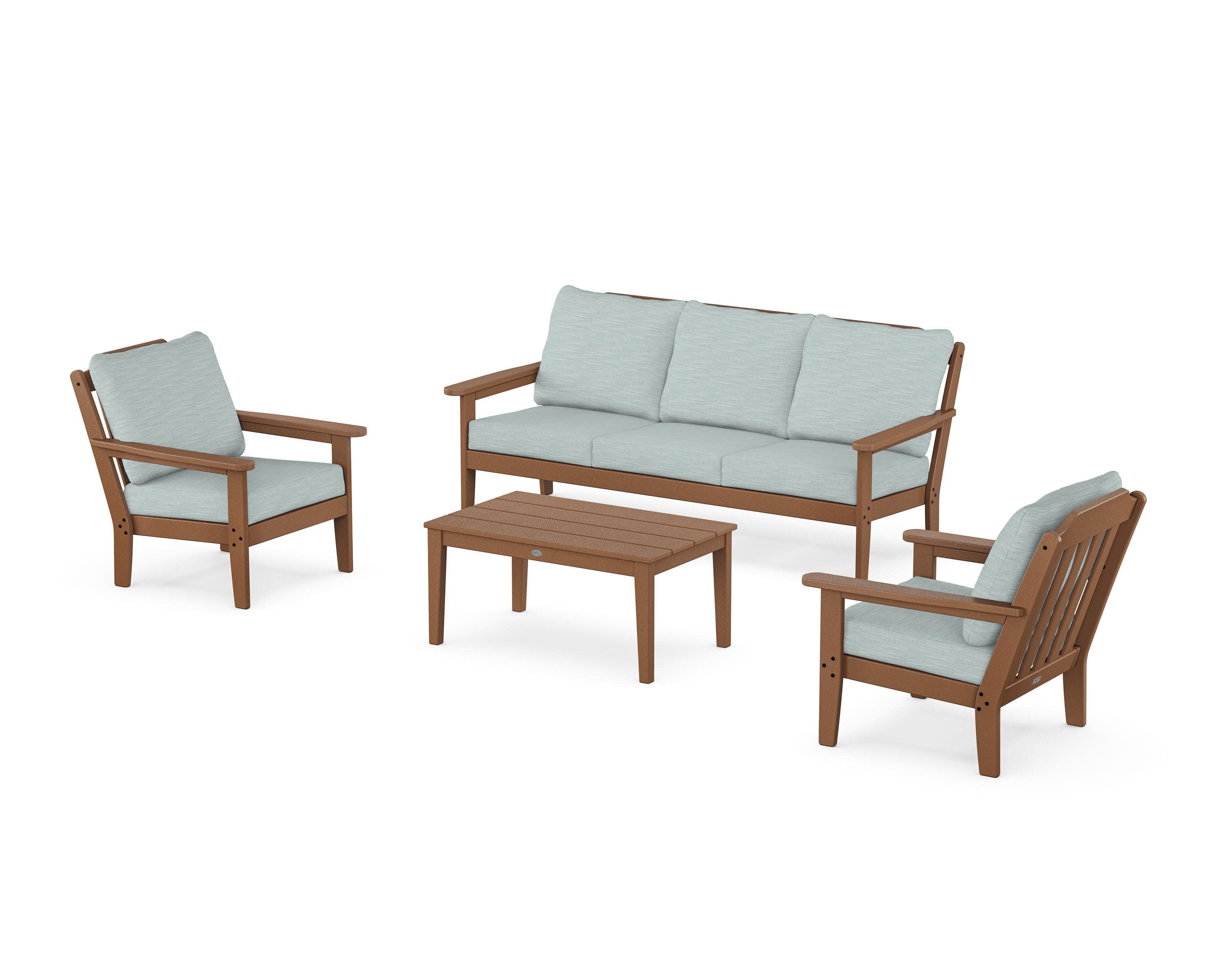 Cottage 4-Piece Deep Seating Set with Sofa in Teak / Soothe Mist