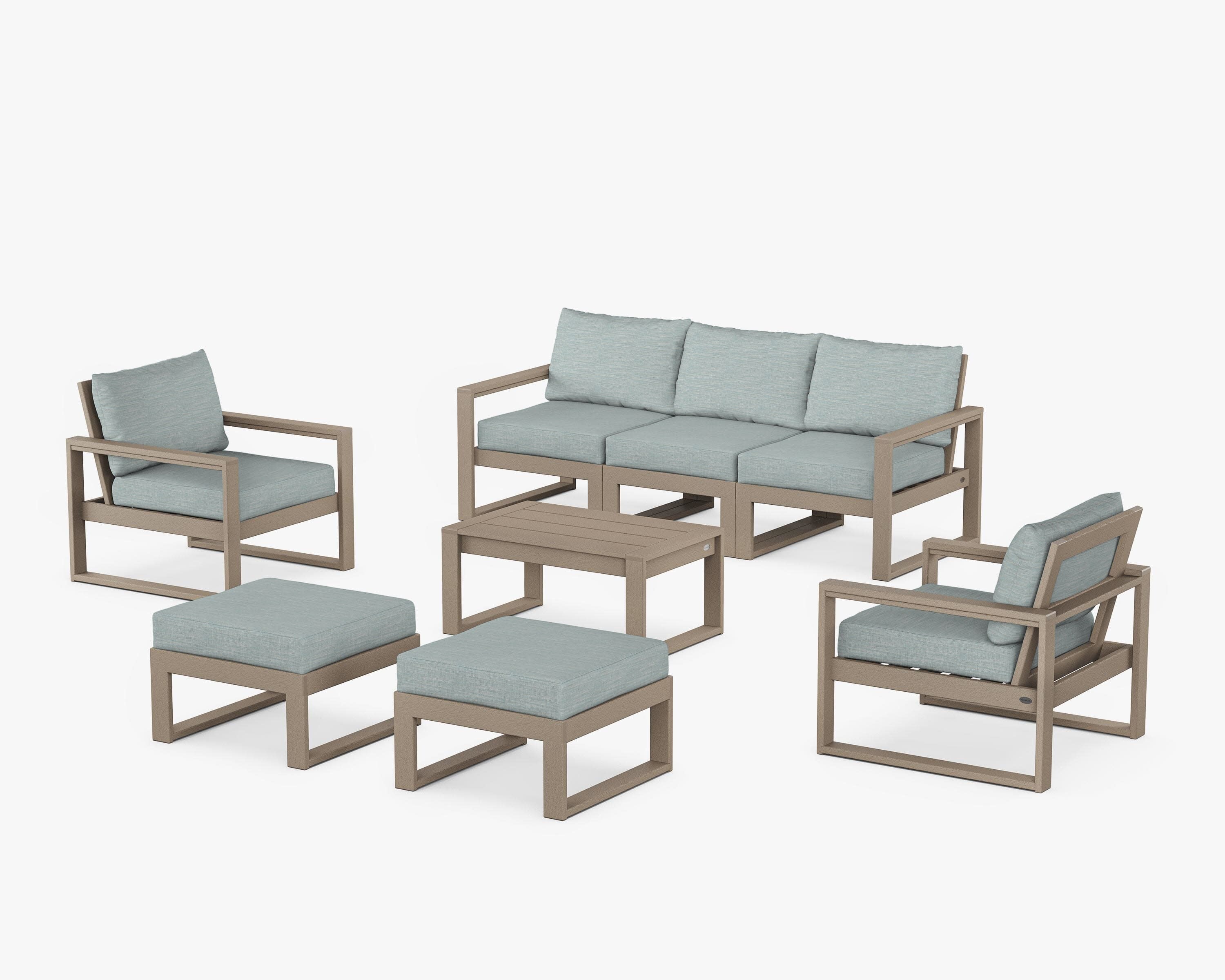 EDGE Sectional 8-Piece Lounge Sofa Set in Vintage Sahara / Soothe Mist