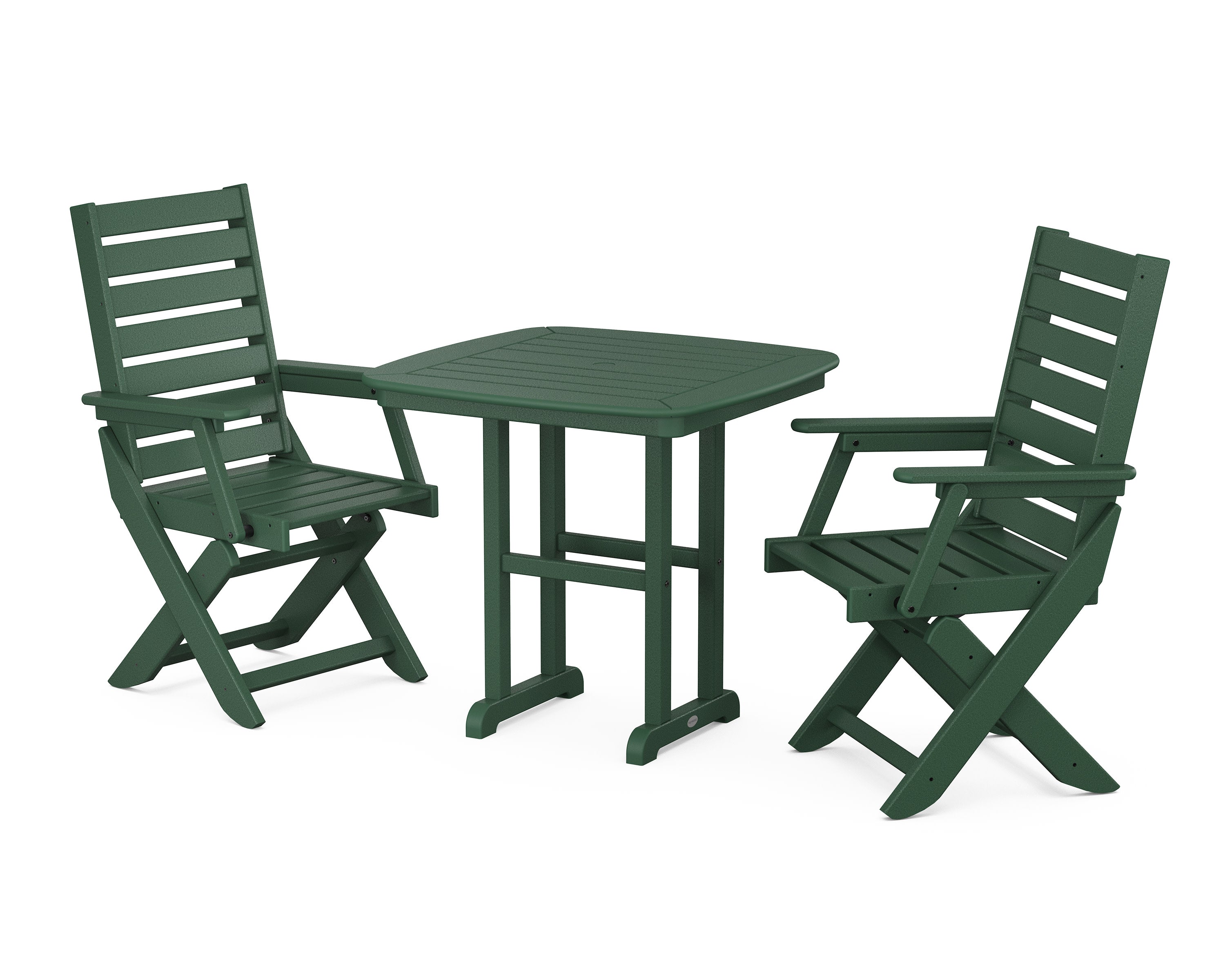 Captain Folding Chair 3-Piece Dining Set in Green