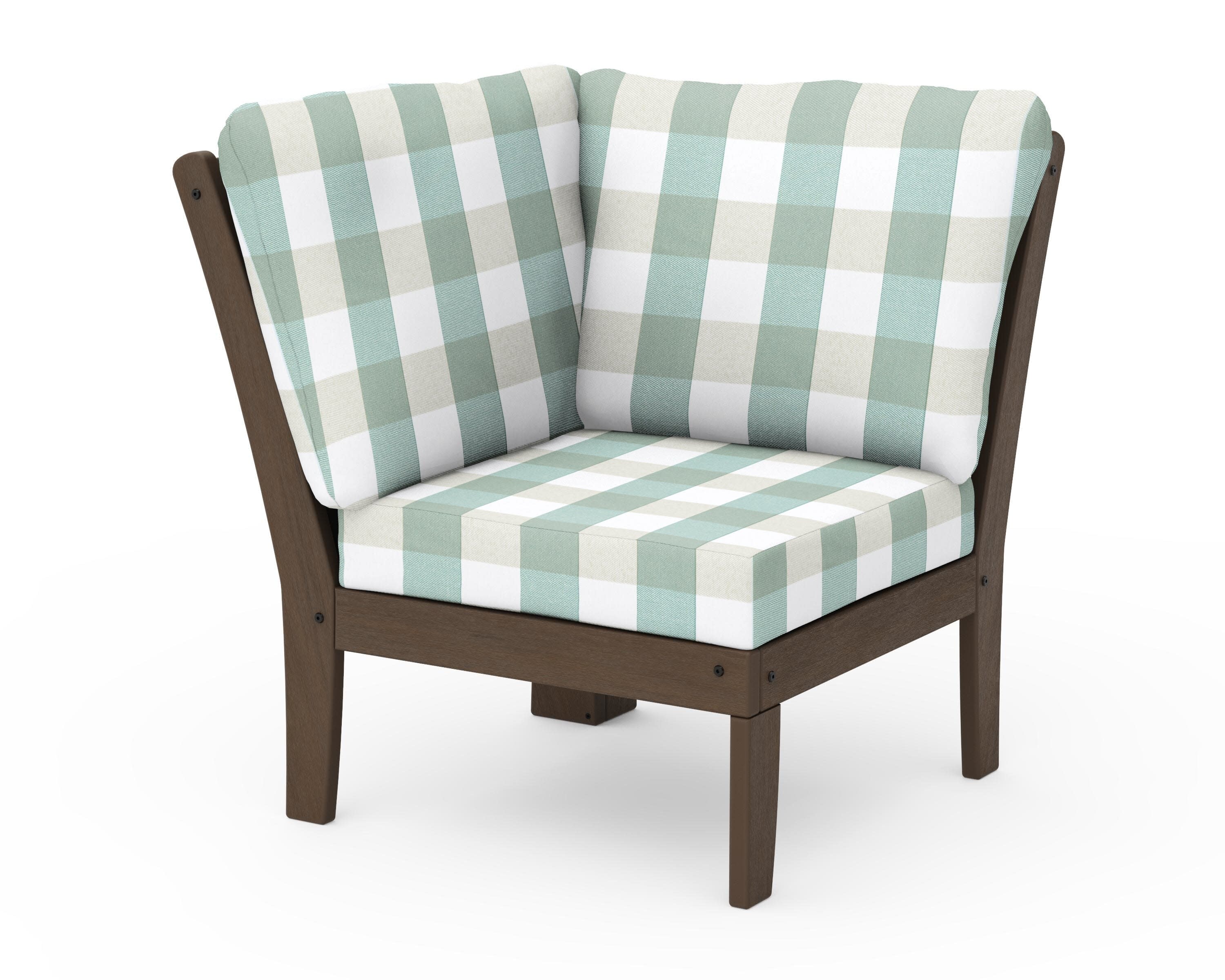 Braxton Modular Corner Chair in Kona / Buffalo Plaid Glacier Spa