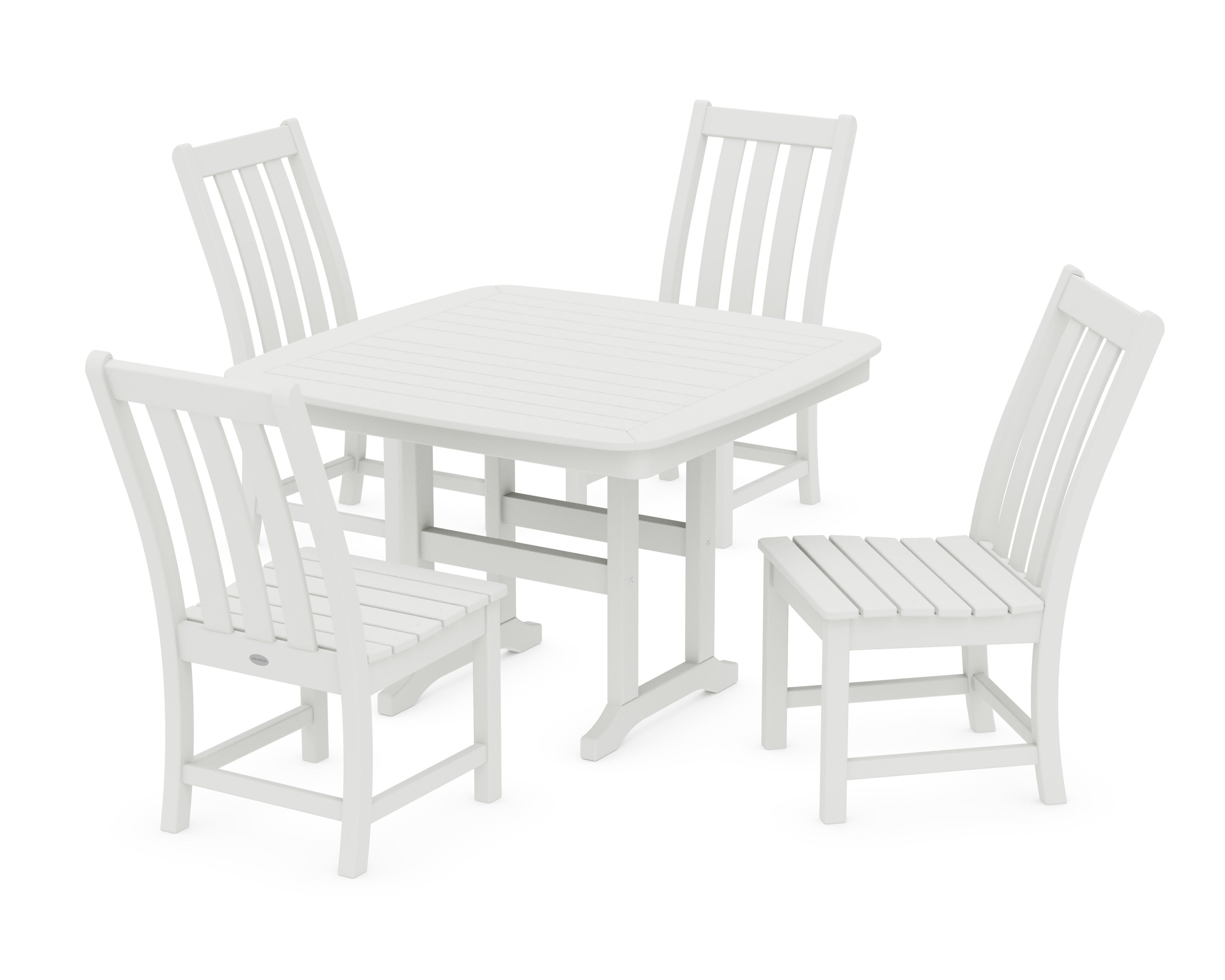 Vineyard Side Chair 5-Piece Dining Set with Trestle Legs in Vintage White