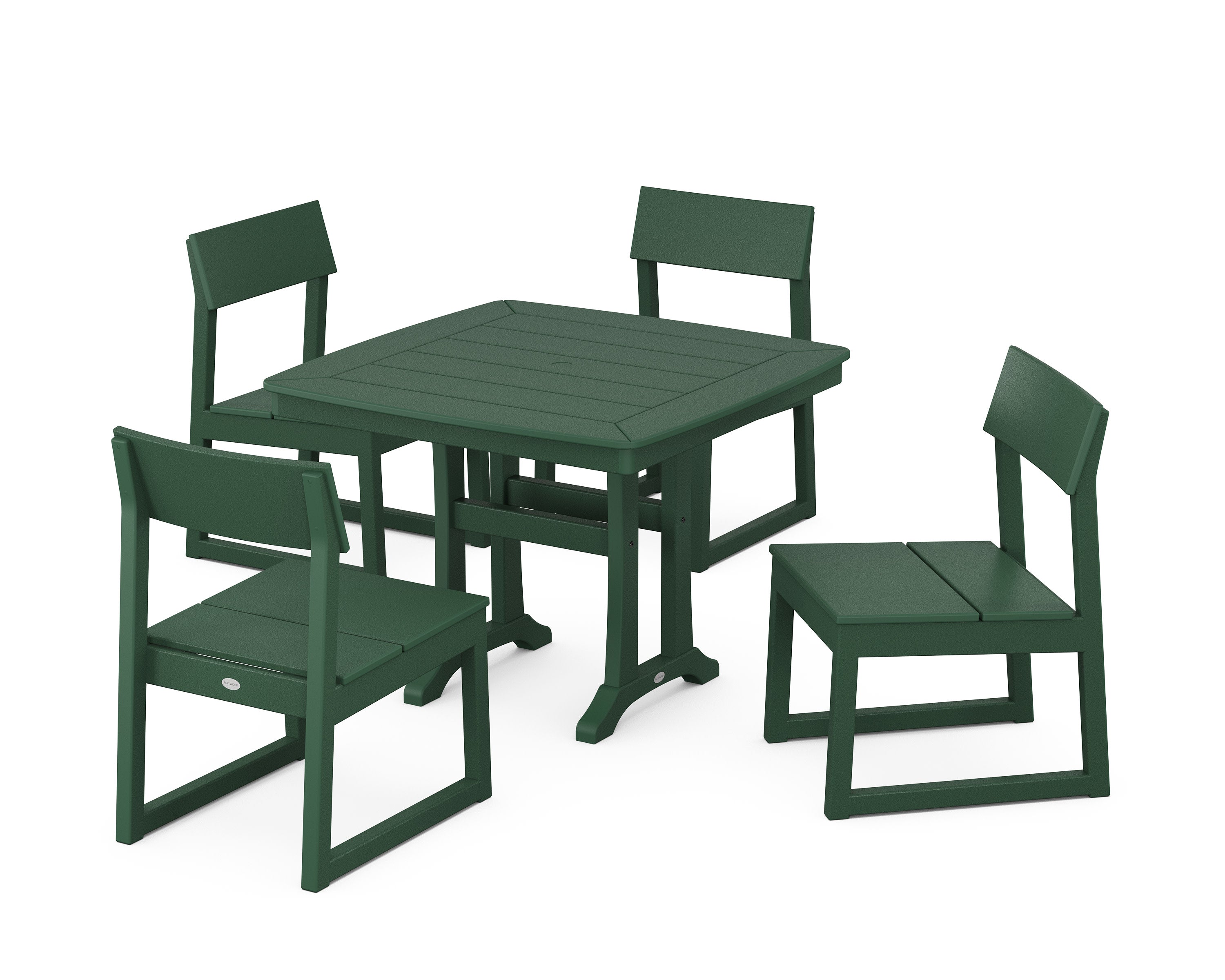 EDGE Side Chair 5-Piece Dining Set with Trestle Legs in Green