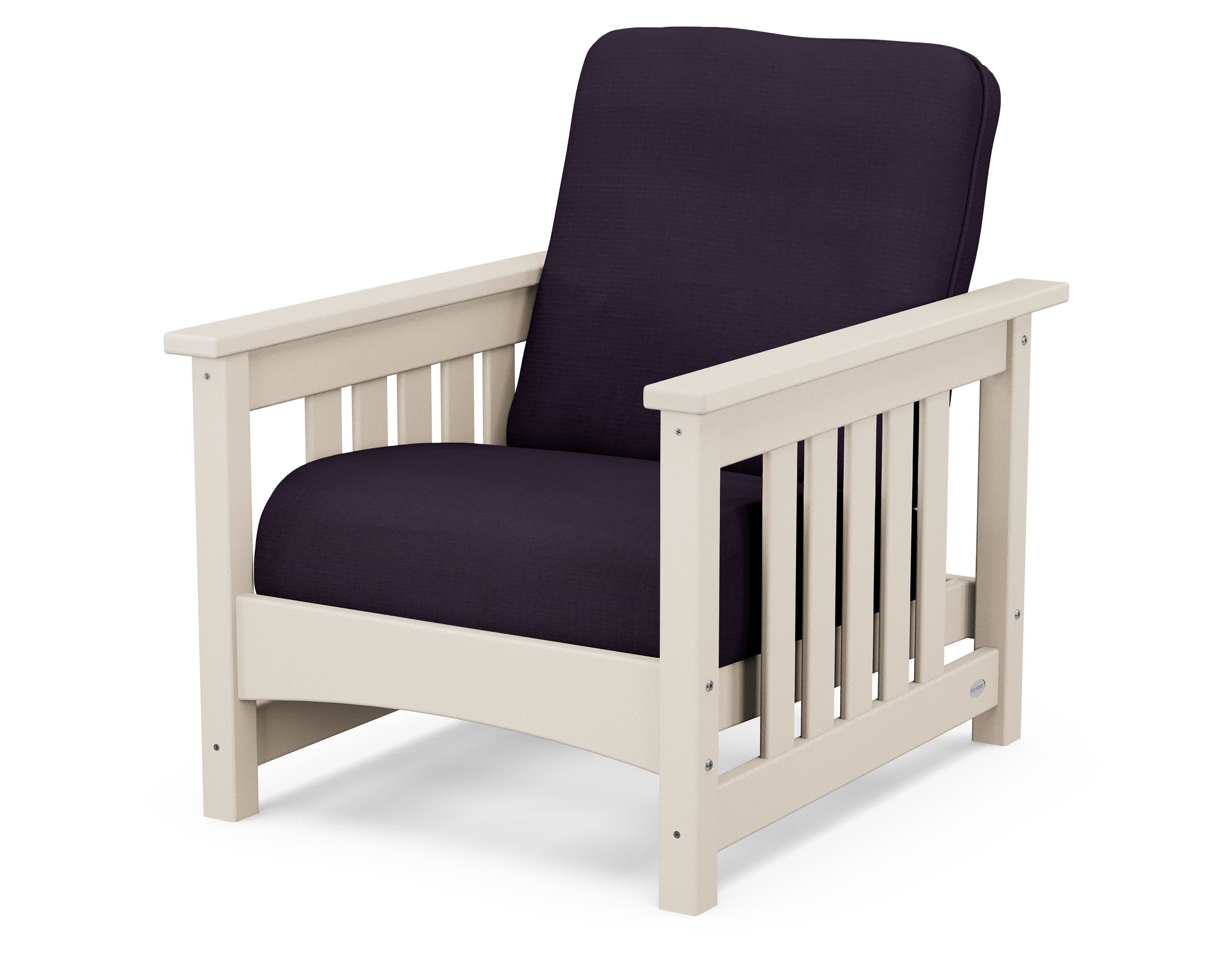 Club Mission Chair in Sand / Navy Linen