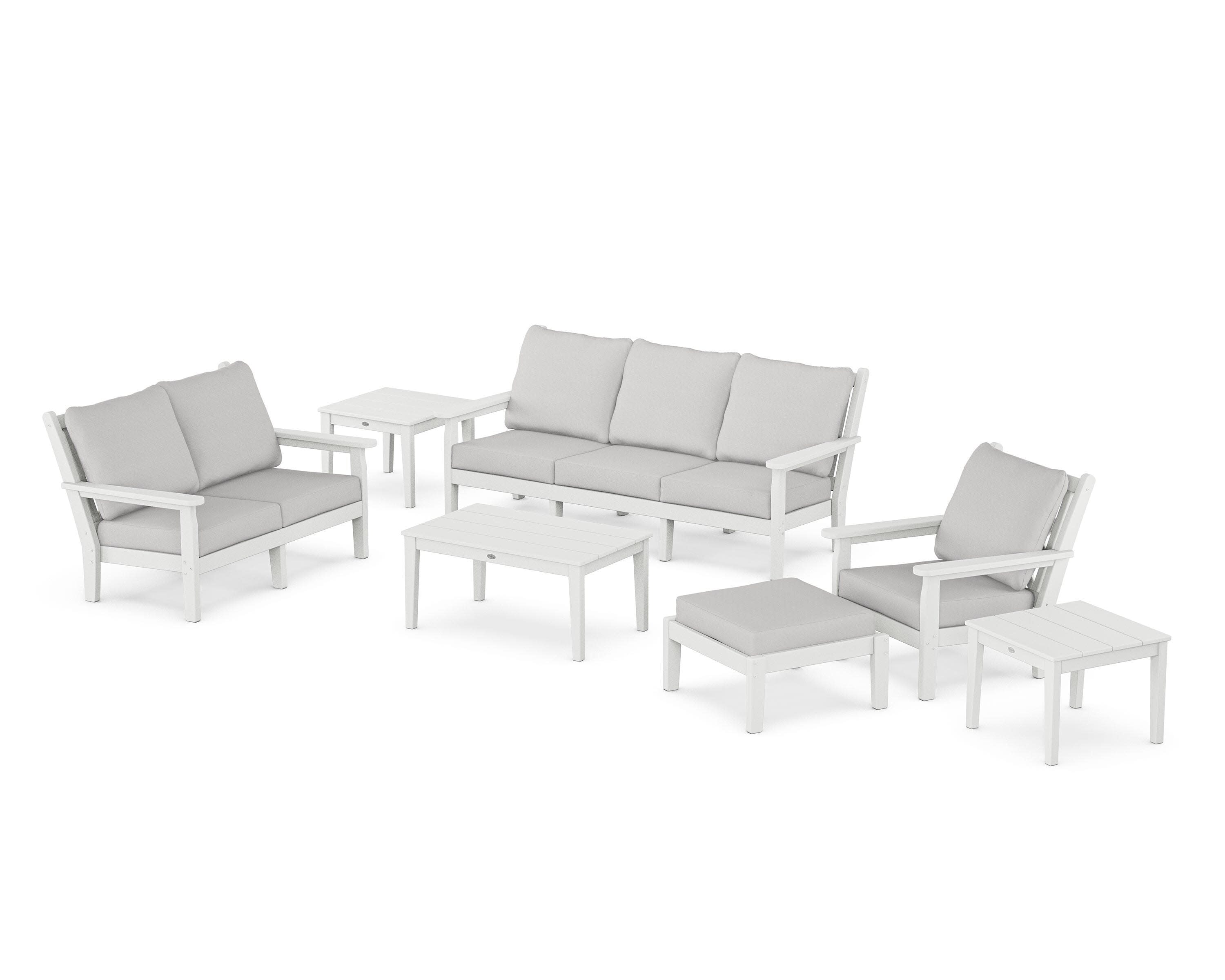 Chippendale 7-Piece Deep Seating Set in White / Diamond in the Rough