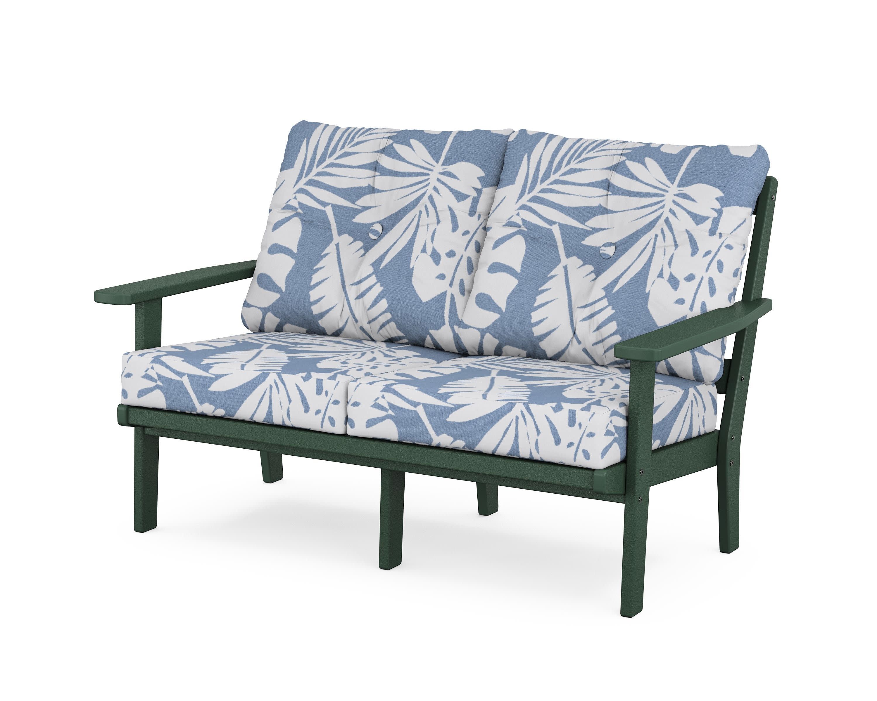 Oxford Deep SeatingLoveseat in Green / Leaf Sky Blue