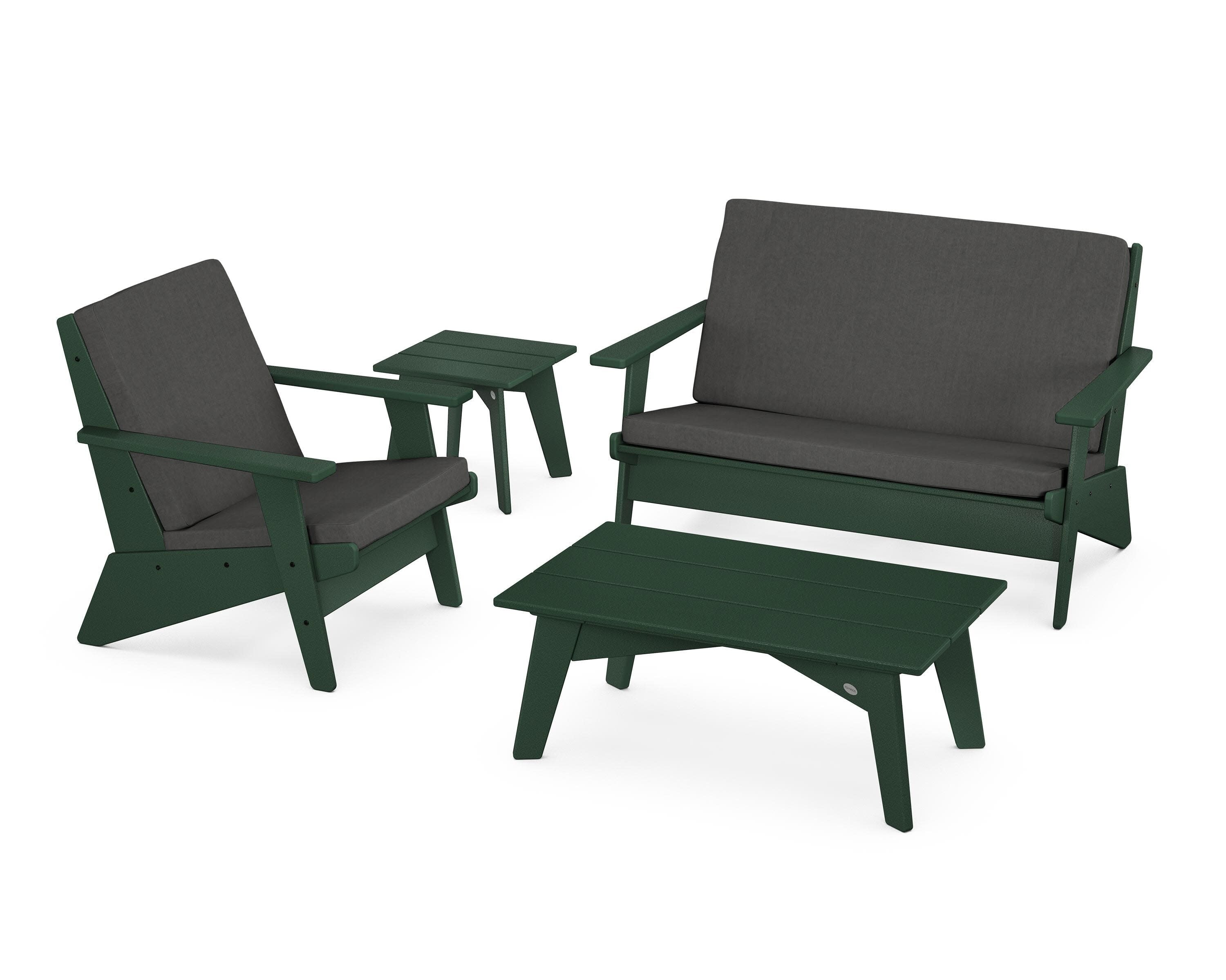 Riviera Modern Lounge 4-Piece Set in Green / Spectrum Carbon