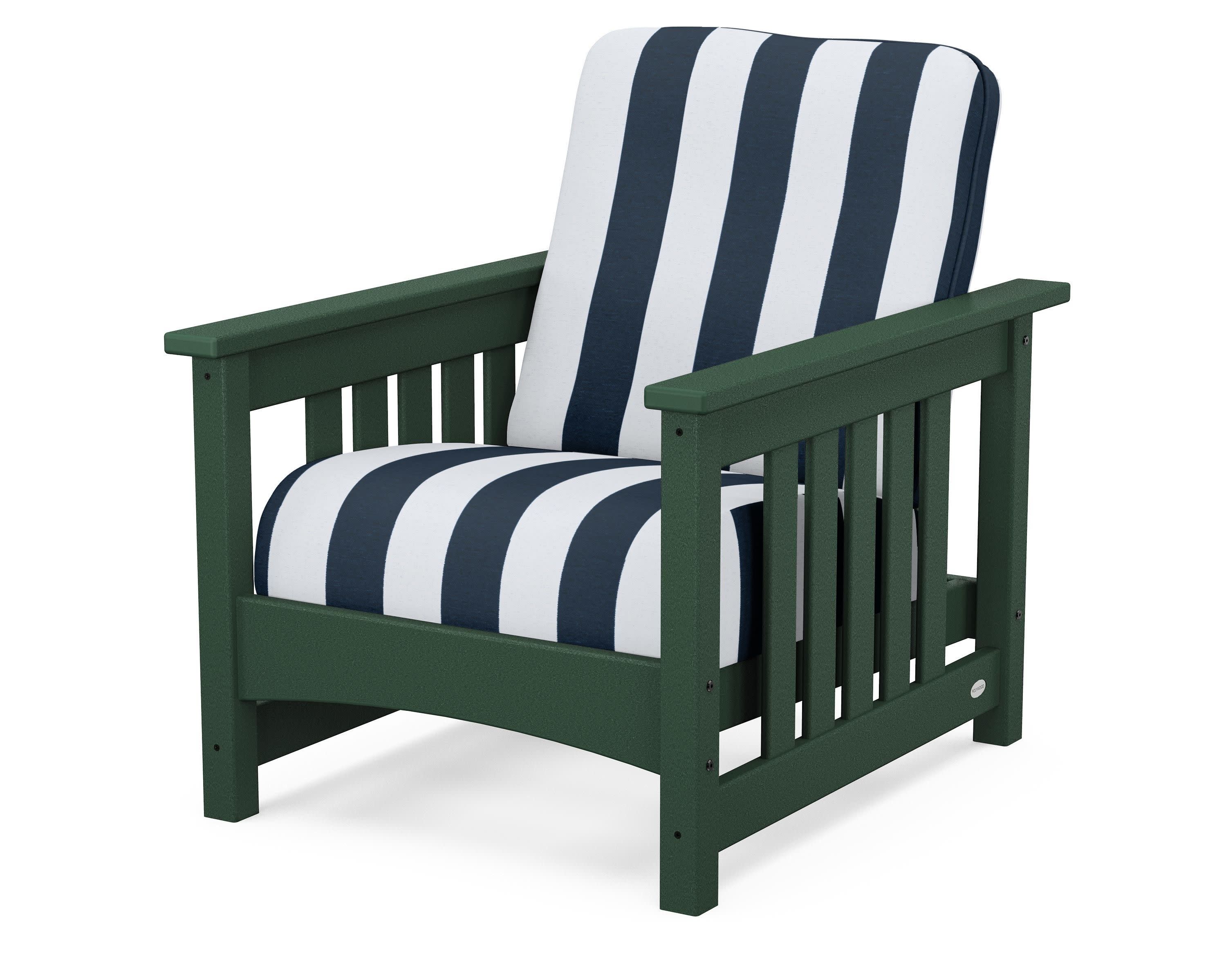 Club Mission Chair in Green / Cabana Stripe Marine Indigo