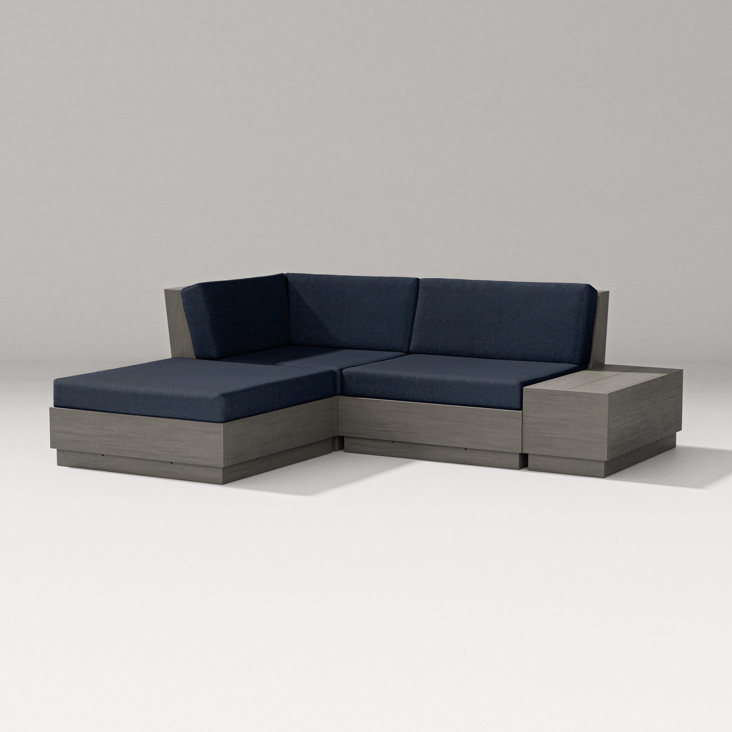 Elevate Loveseat Sectional with Chaise in Driftwood / Marine Indigo