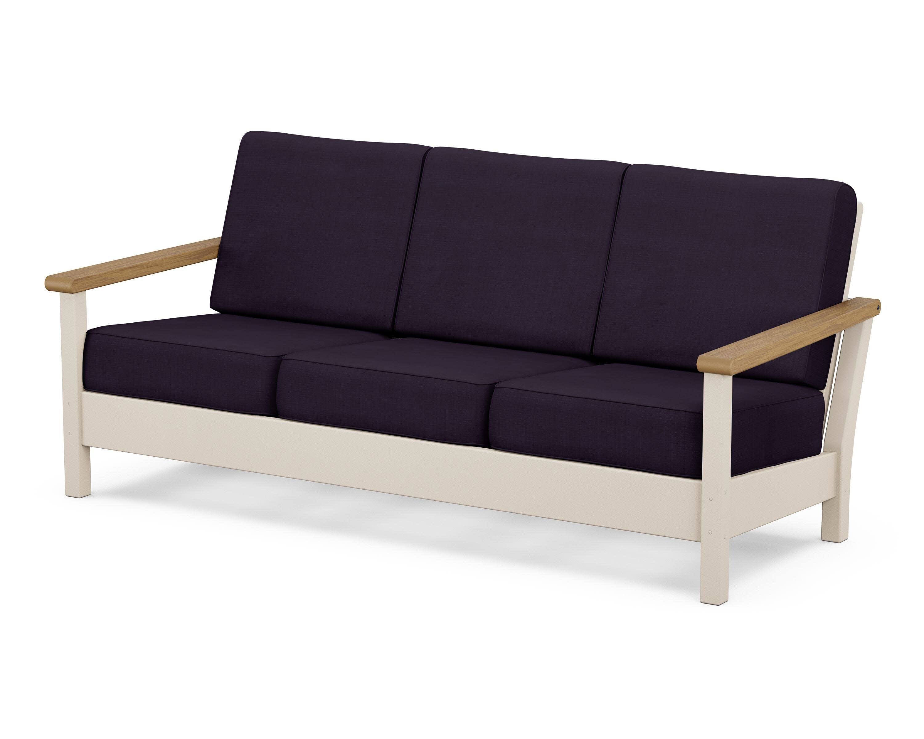 Harbour Deep Seating Sofa in Sand / Natural / Navy Linen