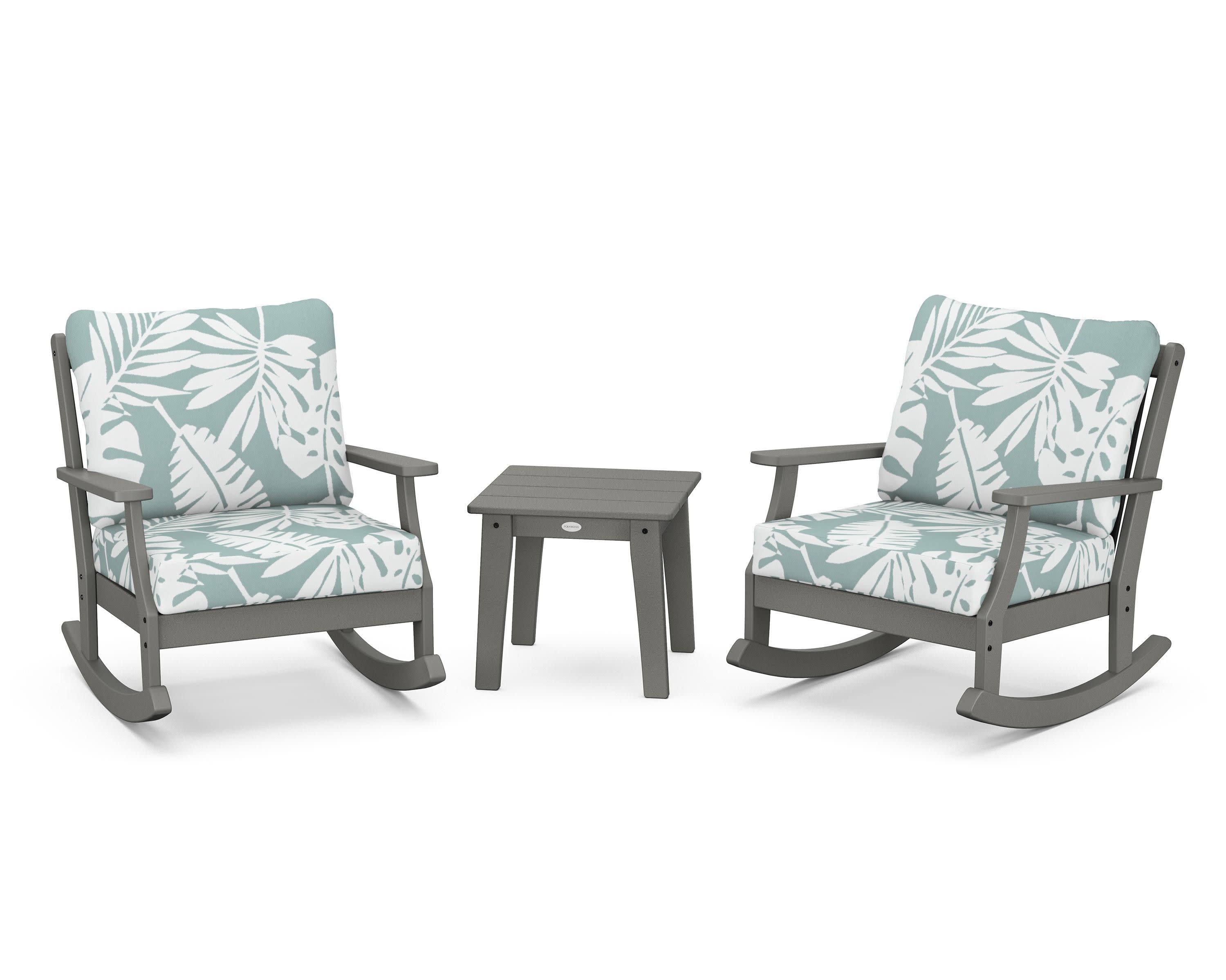 Braxton 3-Piece Deep Seating Rocker Set in Slate Grey / Leaf Glacier Spa