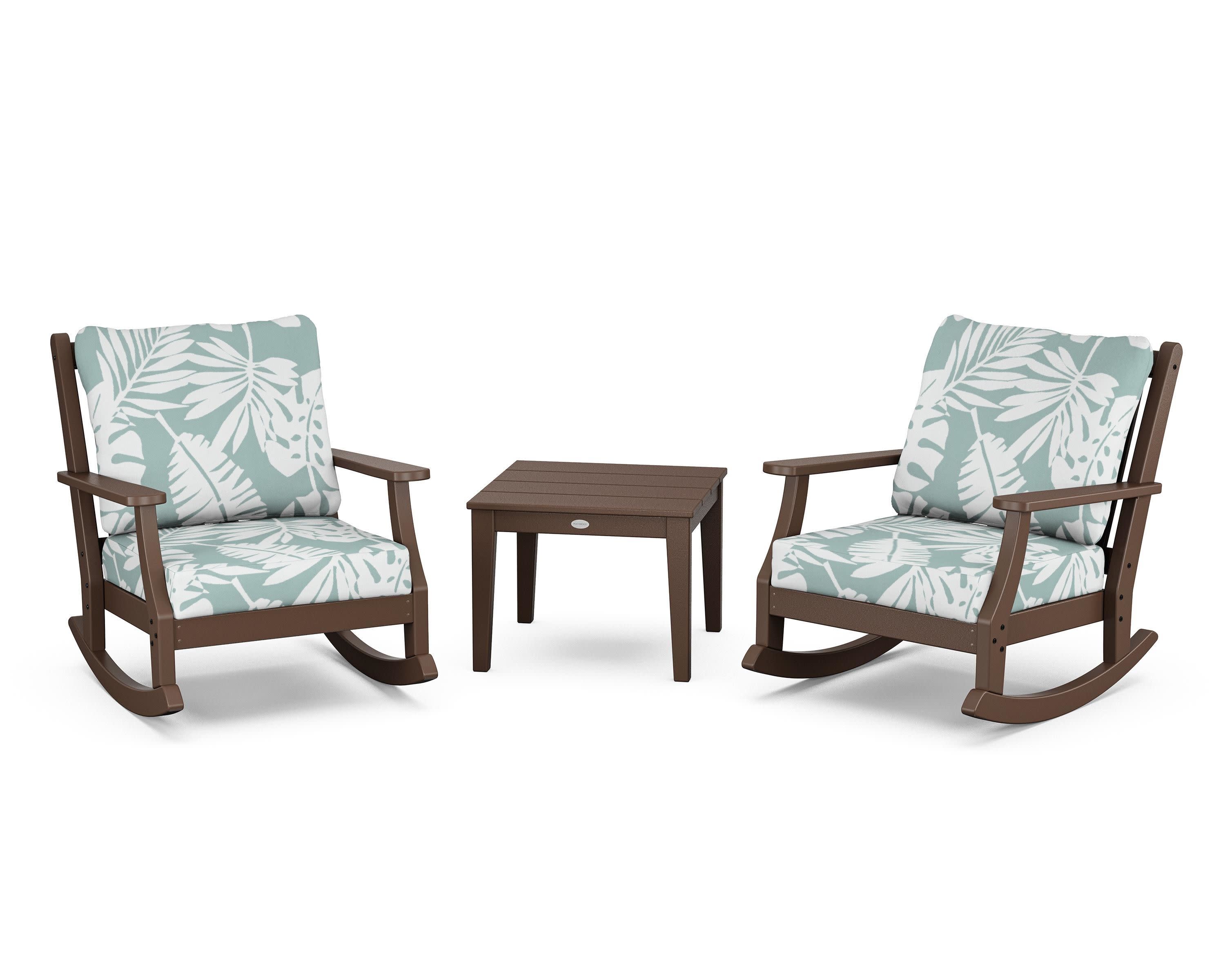 Wovendale 3-Piece Deep Seating Rocker Set in Mahogany / Leaf Glacier Spa