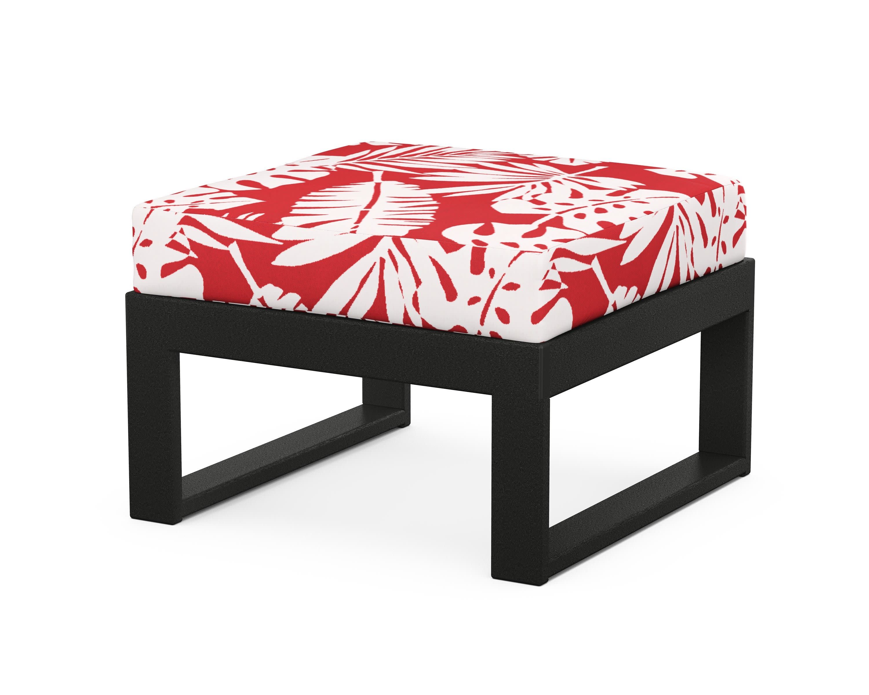 Modular Ottoman - Modern in Black / Leaf Crimson