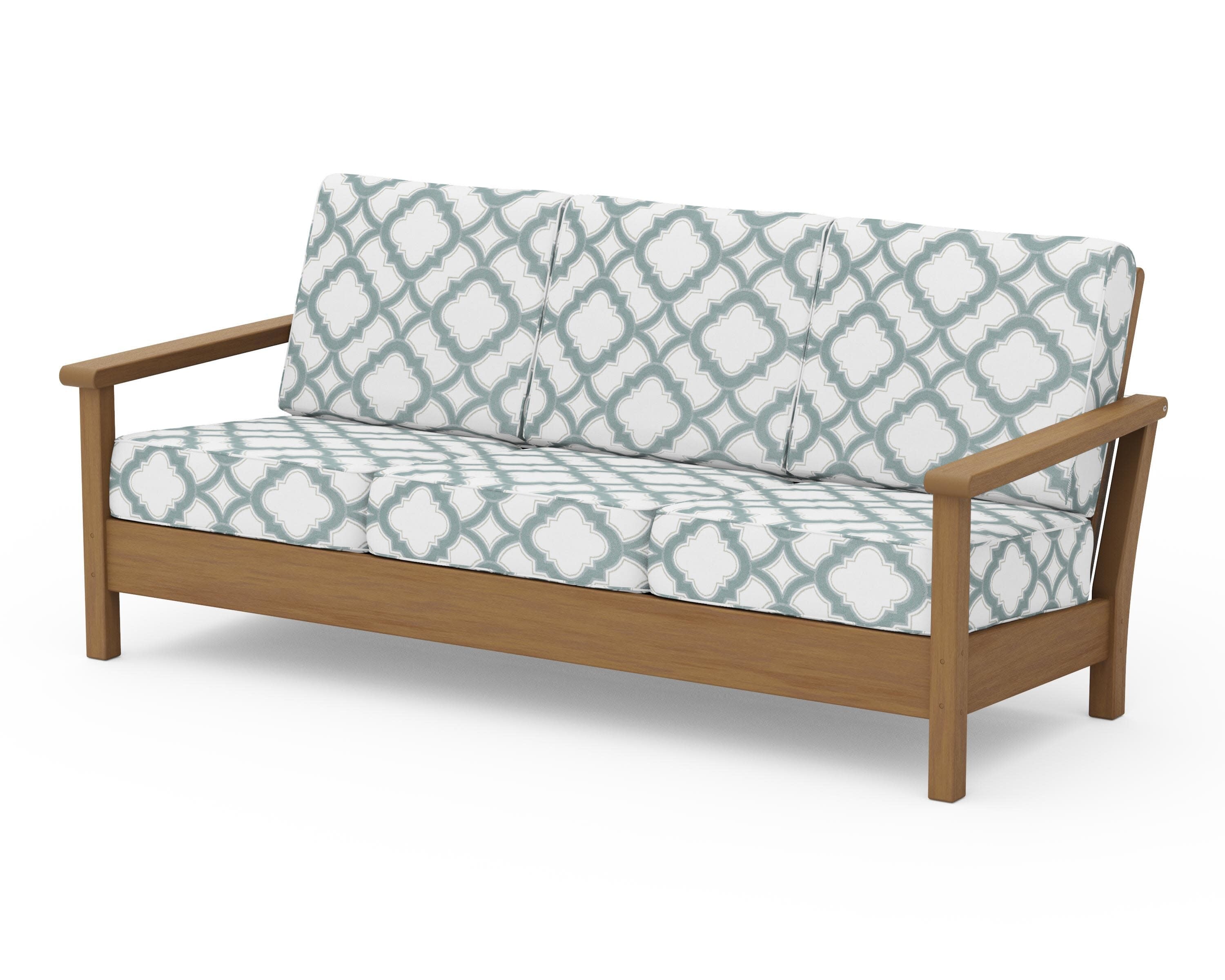 Harbour Deep Seating Sofa in Natural / Trellis Glacier Spa