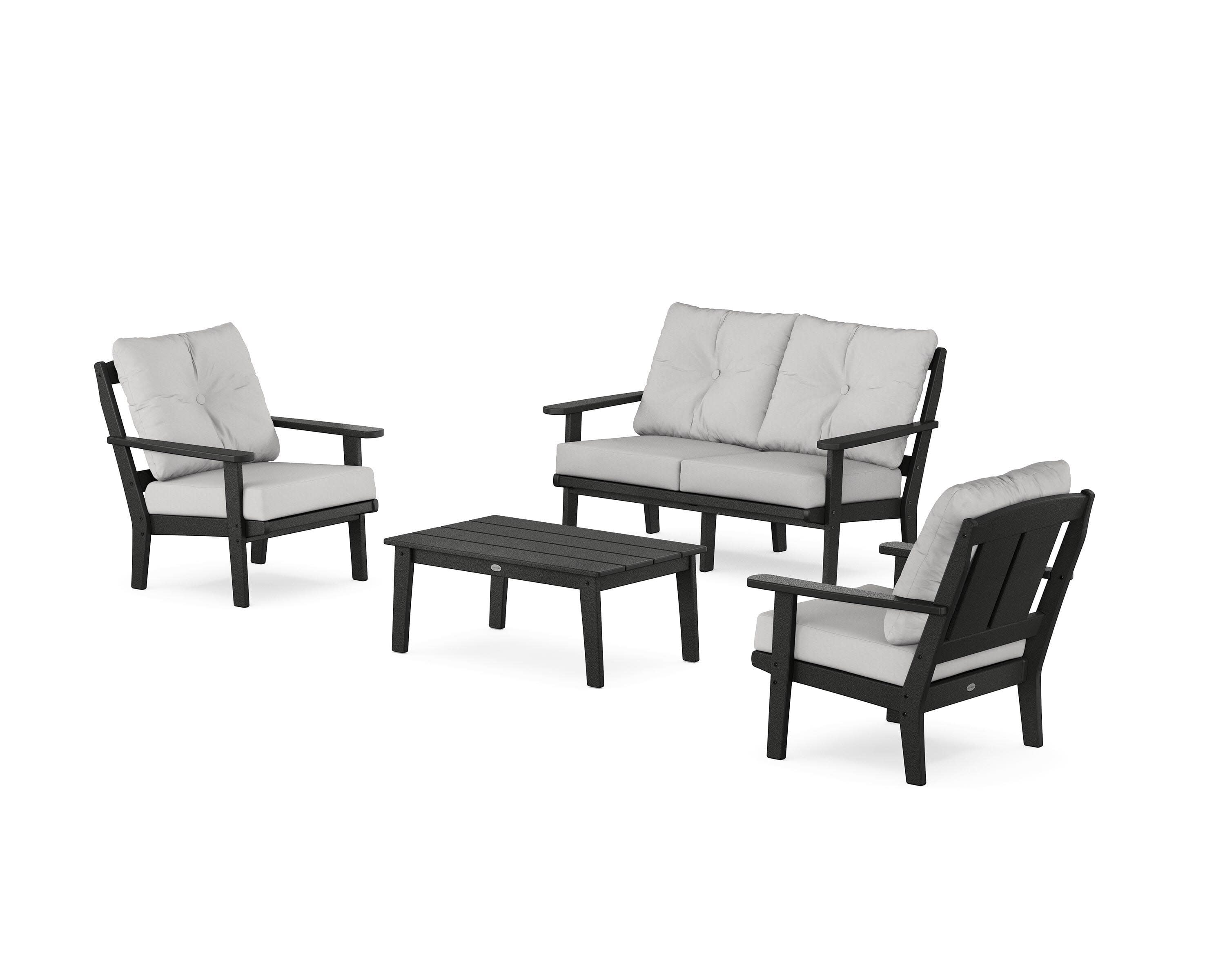 Mission 4-Piece Deep Seating Set with Loveseat in Black / Diamond in the Rough