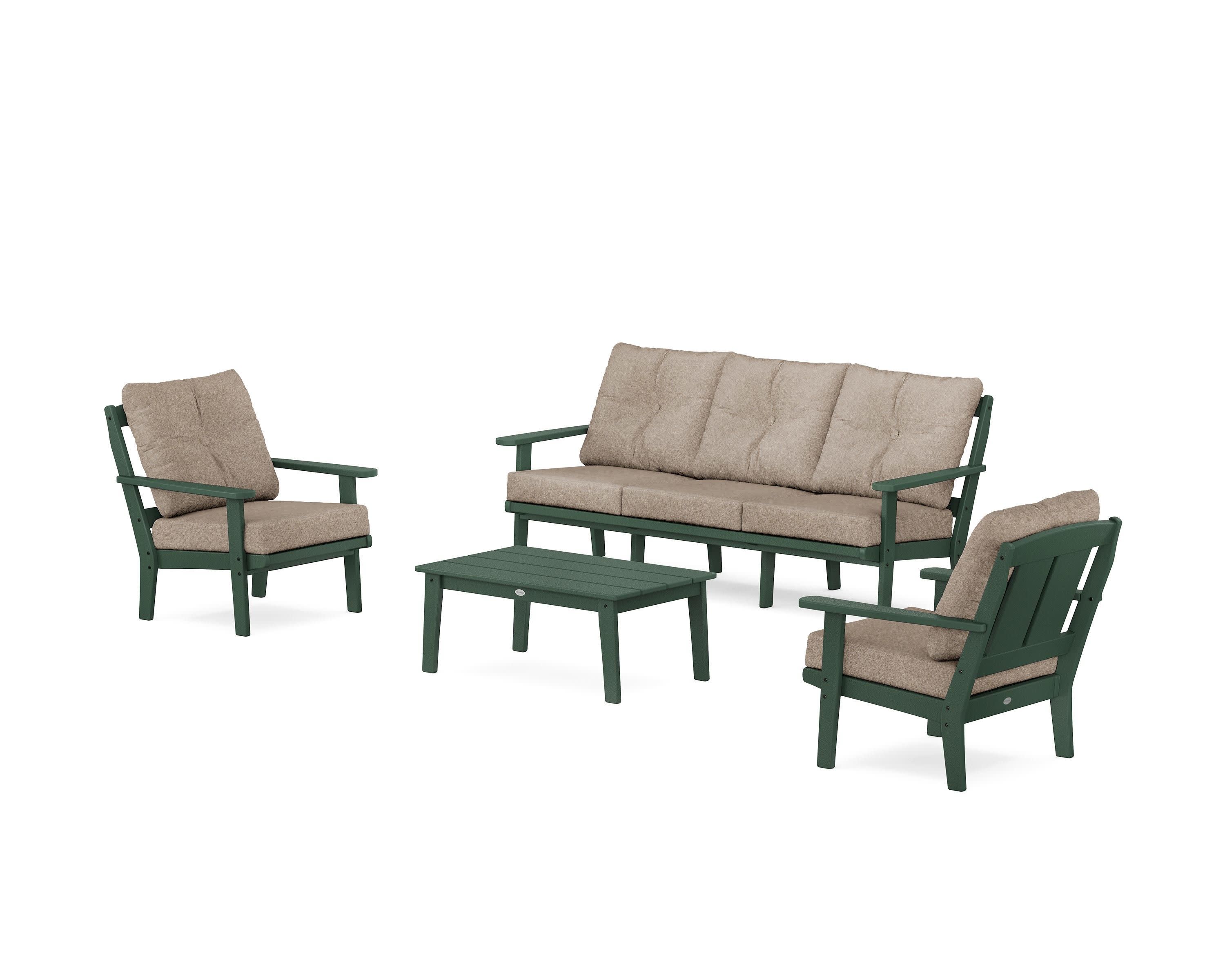 Mission 4-Piece Deep Seating Set with Sofa in Green / Spiced Burlap
