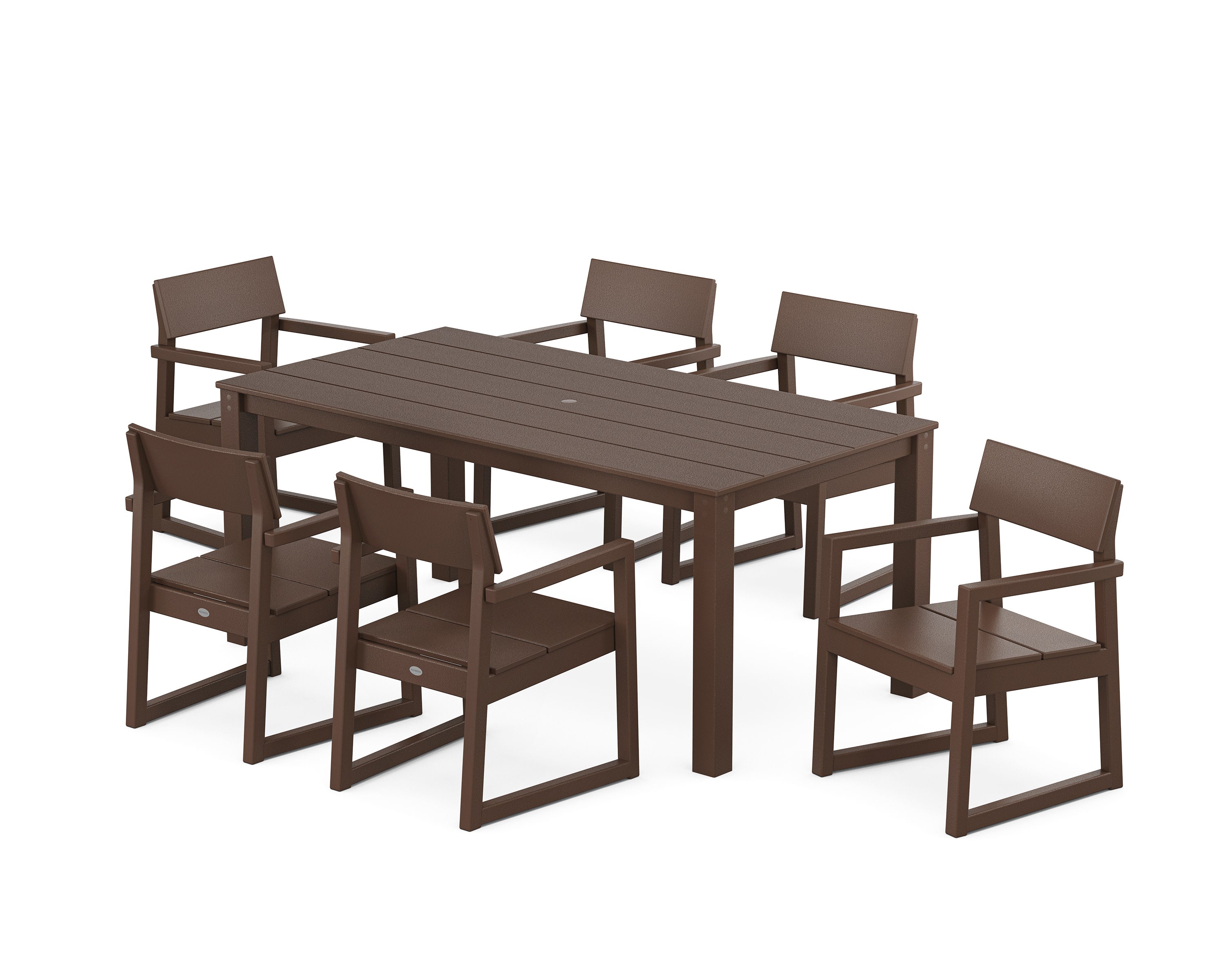 EDGE Arm Chair 7-Piece Parsons Dining Set in Mahogany