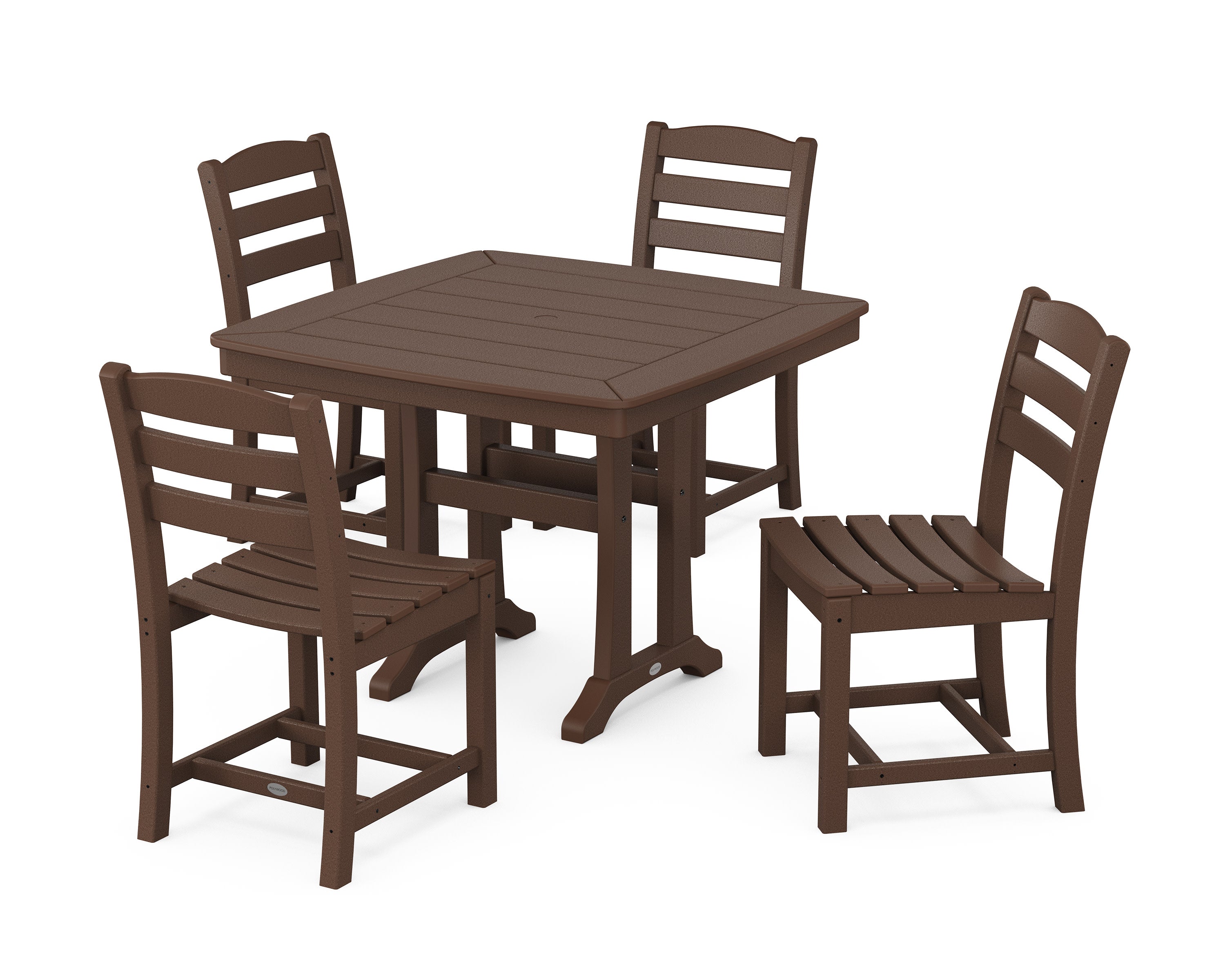 La Casa Caf Side Chair 5-Piece Dining Set with Trestle Legs in Mahogany