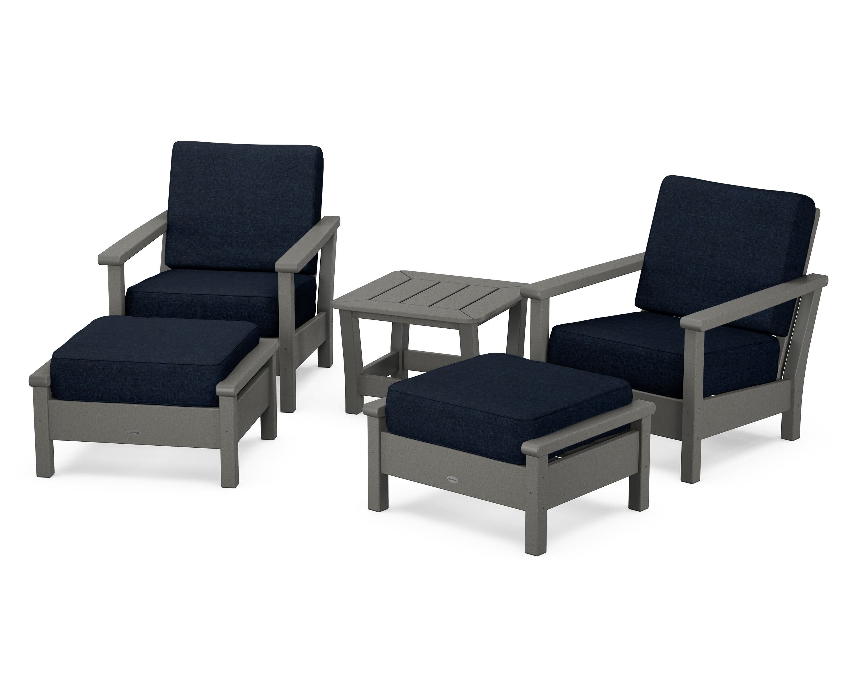 Harbour 5-Piece Deep Seating Chair Set in Slate Grey / Marine Indigo