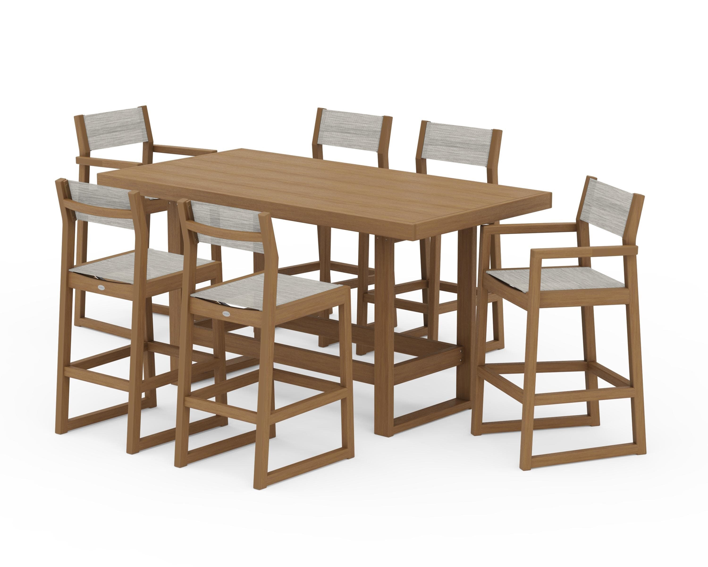 EDGE Sling 7-Piece Bar Table Set in Natural / Birch Sling