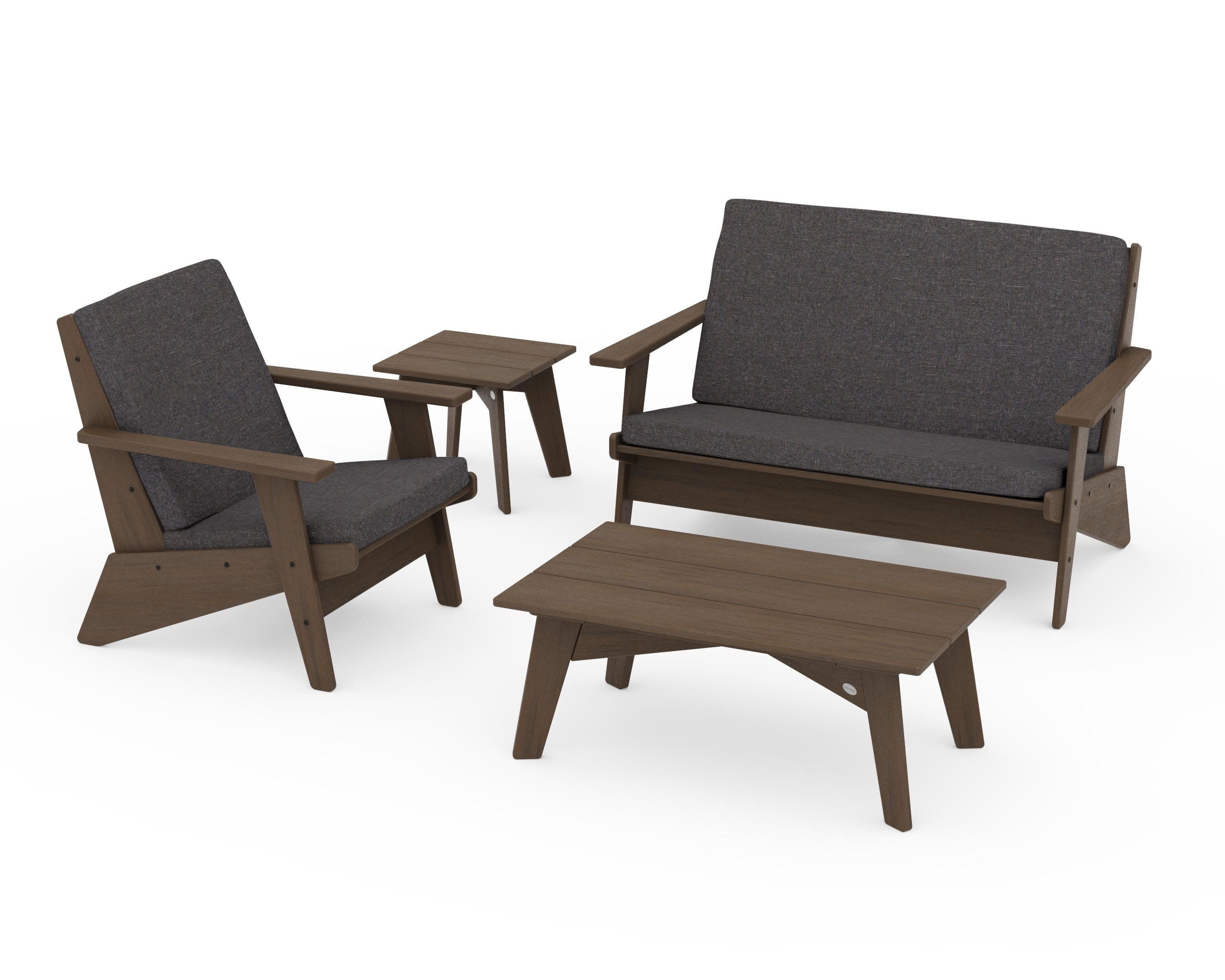 Riviera Modern Lounge 4-Piece Set in Kona / Ash Charcoal