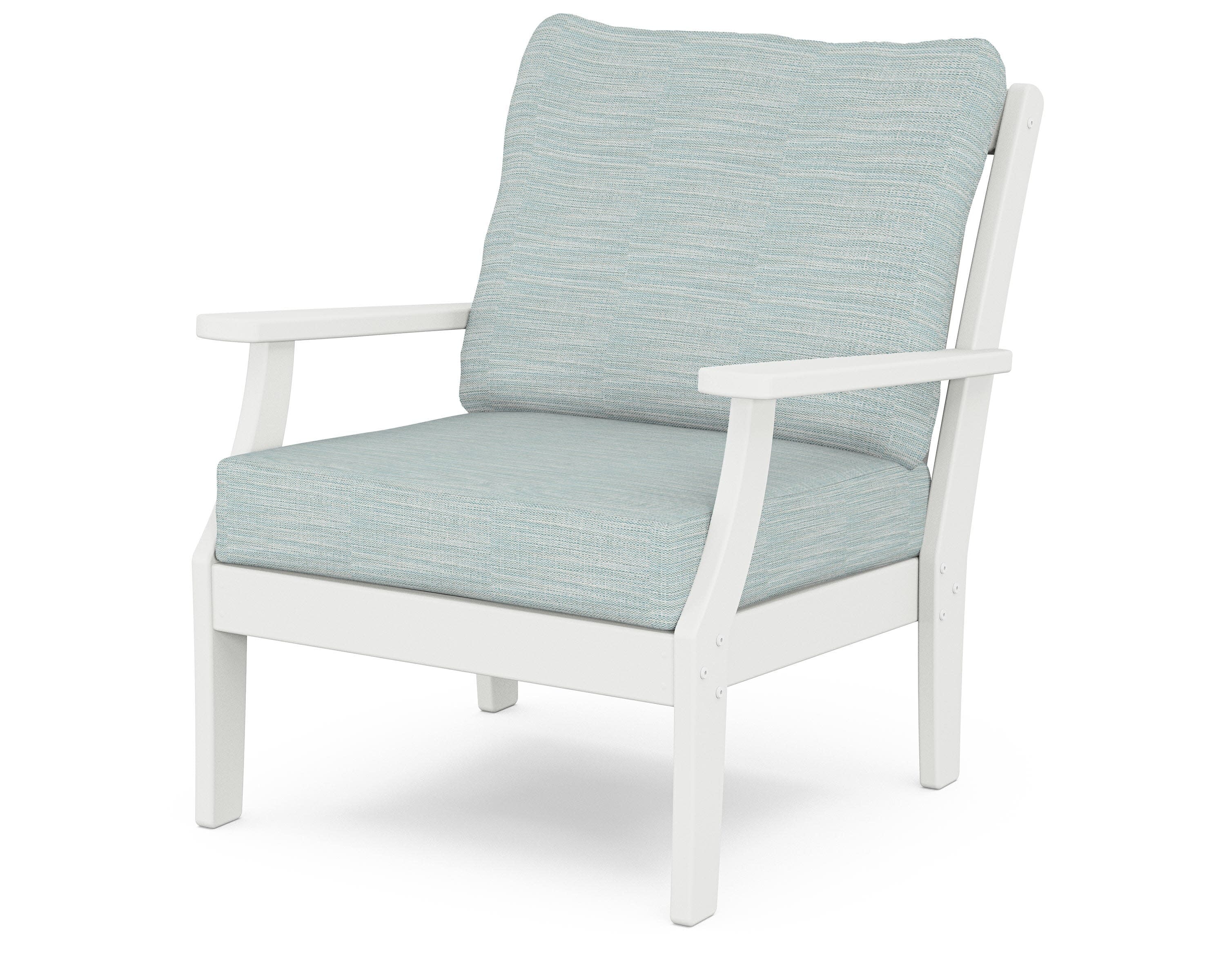 Braxton Deep Seating Chair in White / Soothe Mist