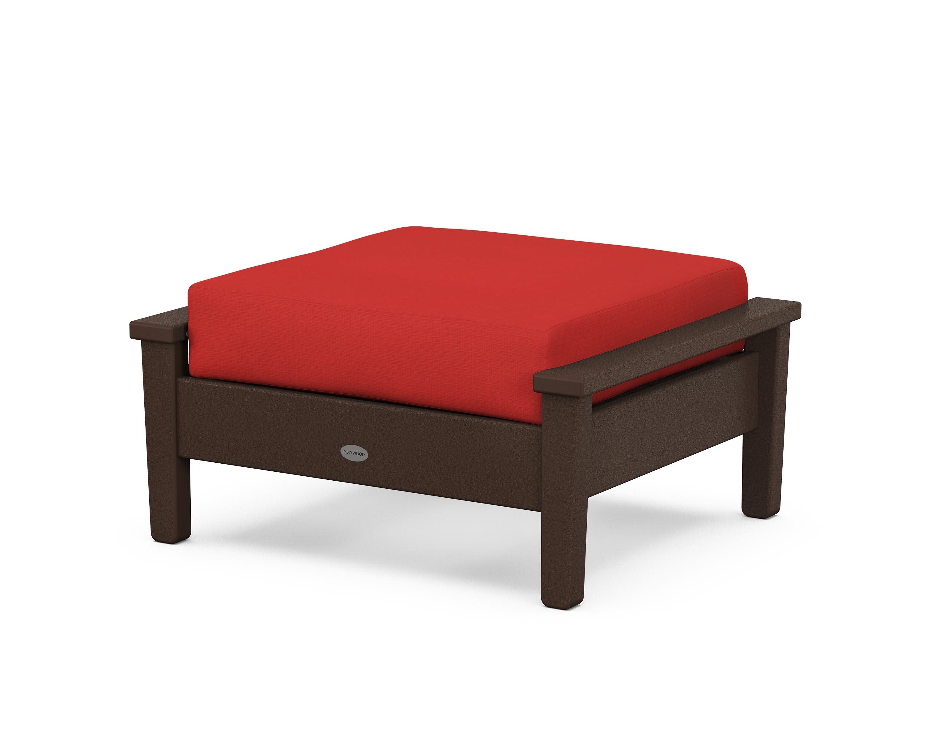 Prescott Deep Seating Ottoman in Mahogany / Crimson Linen