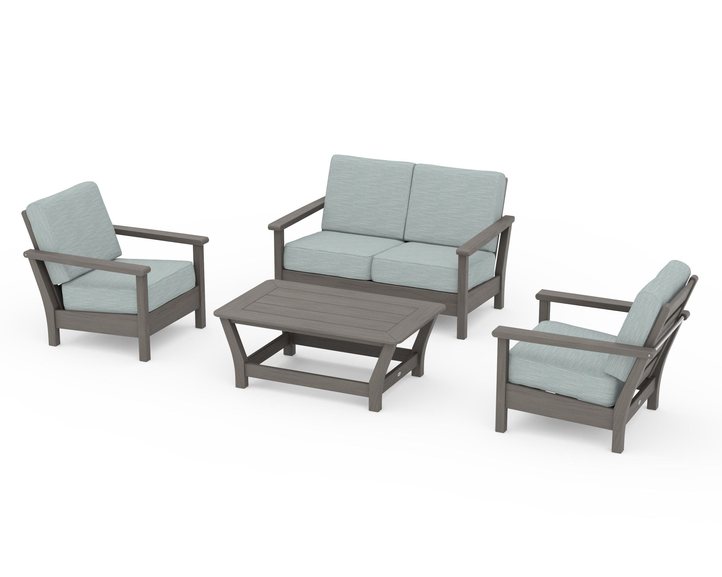 Harbour 4-Piece Deep Seating Set in Driftwood / Soothe Mist