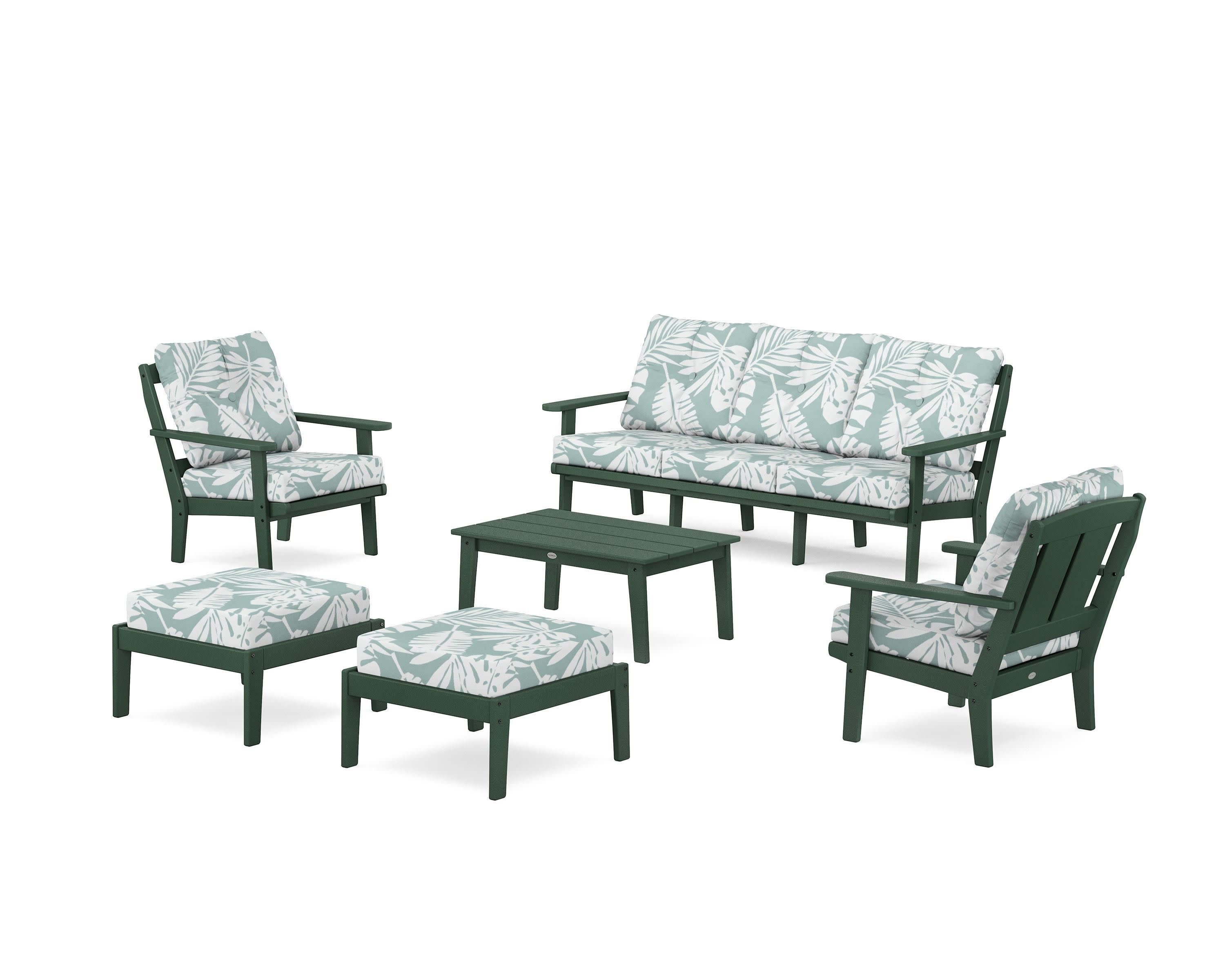 Mission 6-Piece Lounge Sofa Set in Green / Leaf Glacier Spa