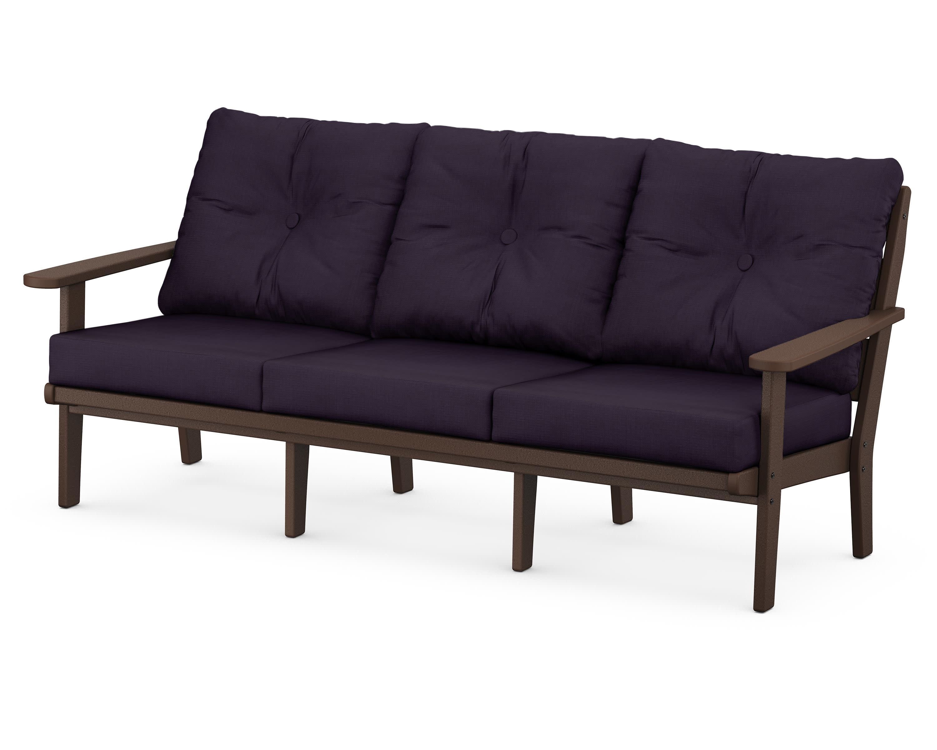 Lakeside Deep Seating Sofa in Mahogany / Navy Linen