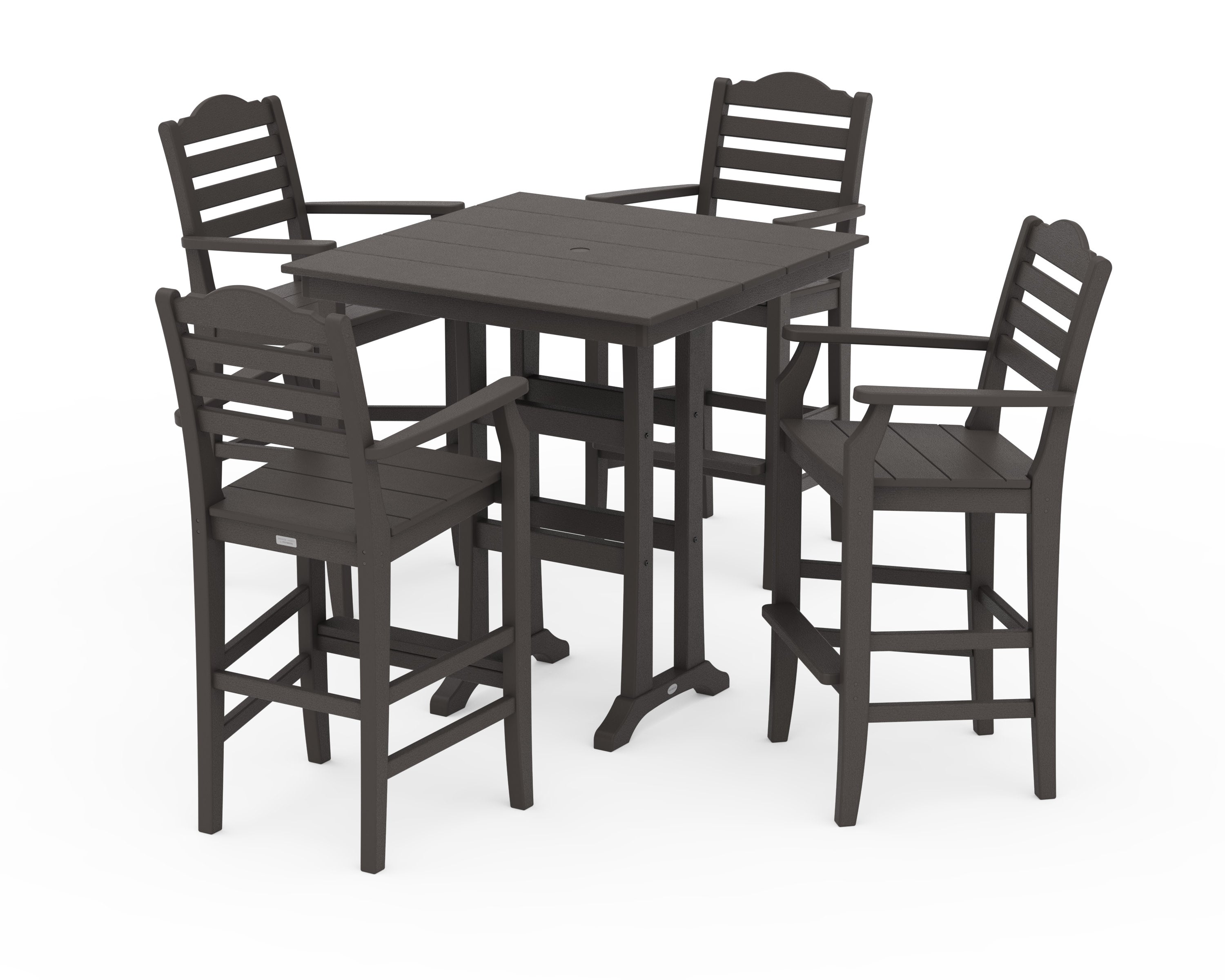 Savannah 5-Piece Farmhouse Bar Set with Trestle Legs in Vintage Coffee