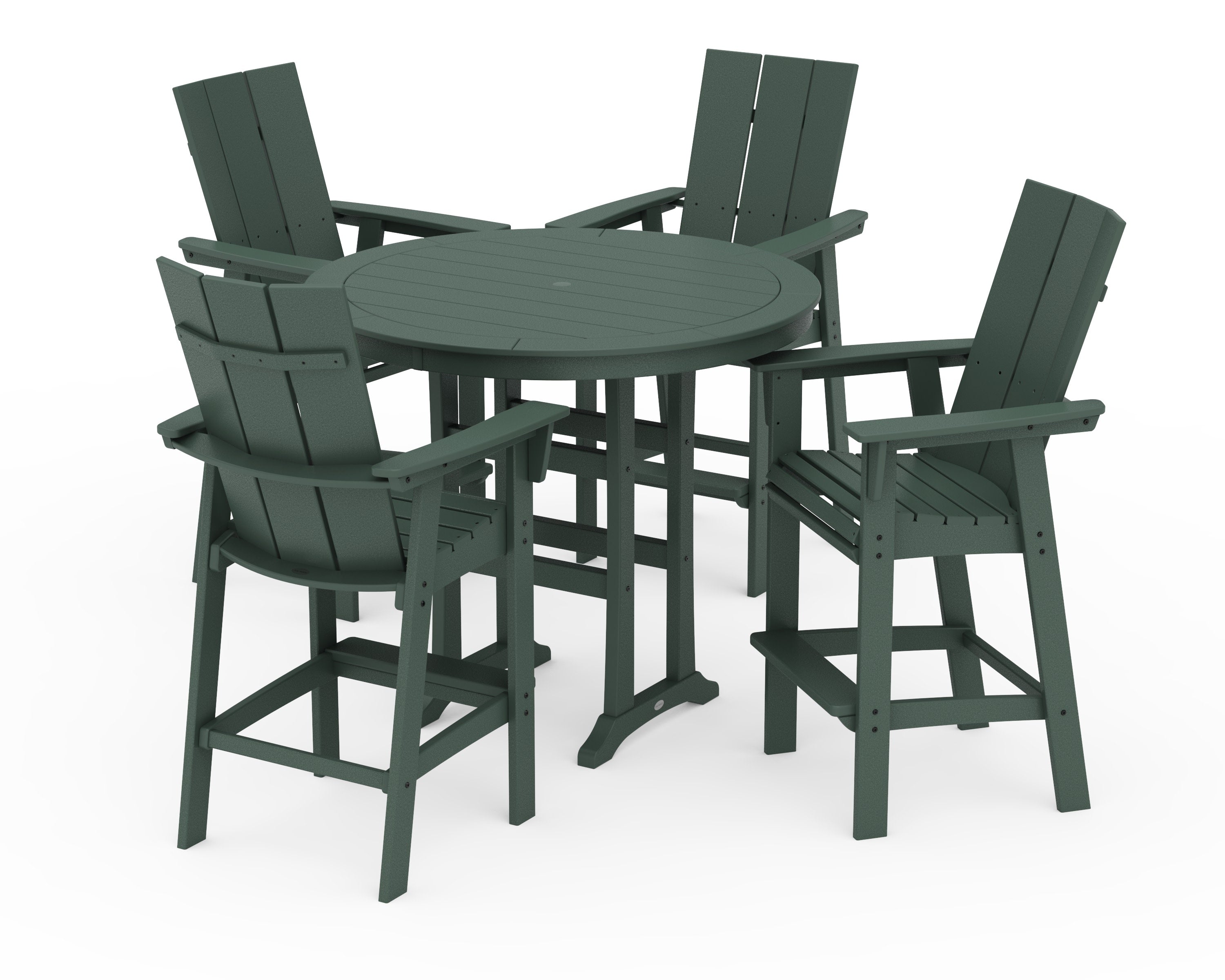 Modern Curveback Adirondack 5-Piece Nautical Trestle Bar Set in Green