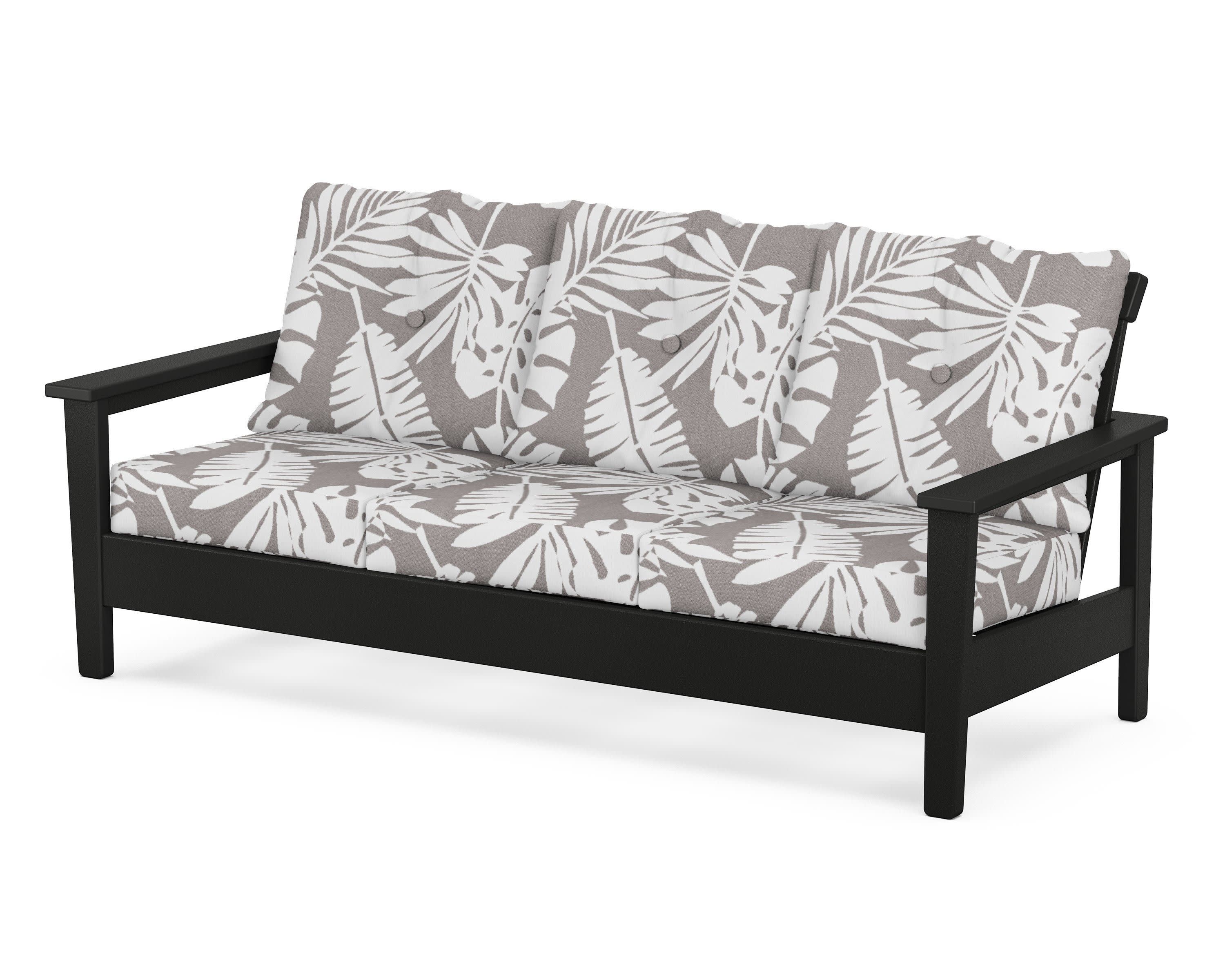 Prescott Deep Seating Sofa in Black / Leaf Grey Mist