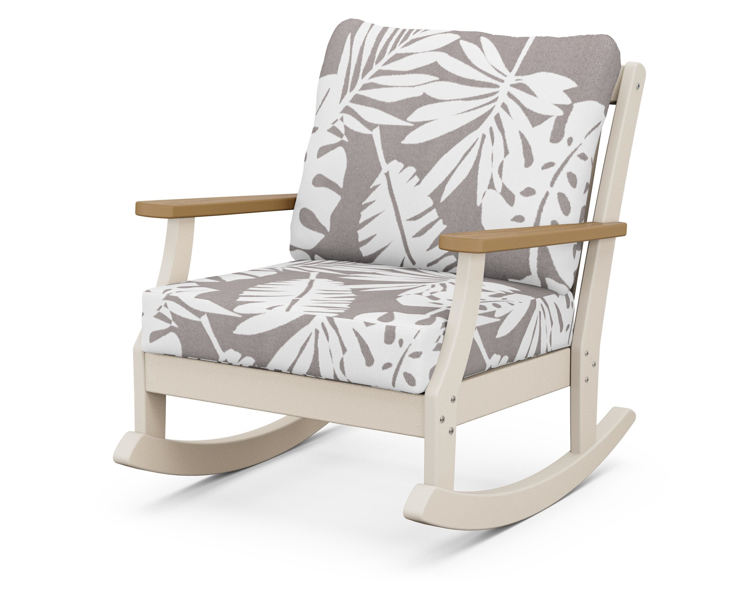 Braxton Deep Seating Rocking Chair in Sand / Natural / Leaf Grey Mist