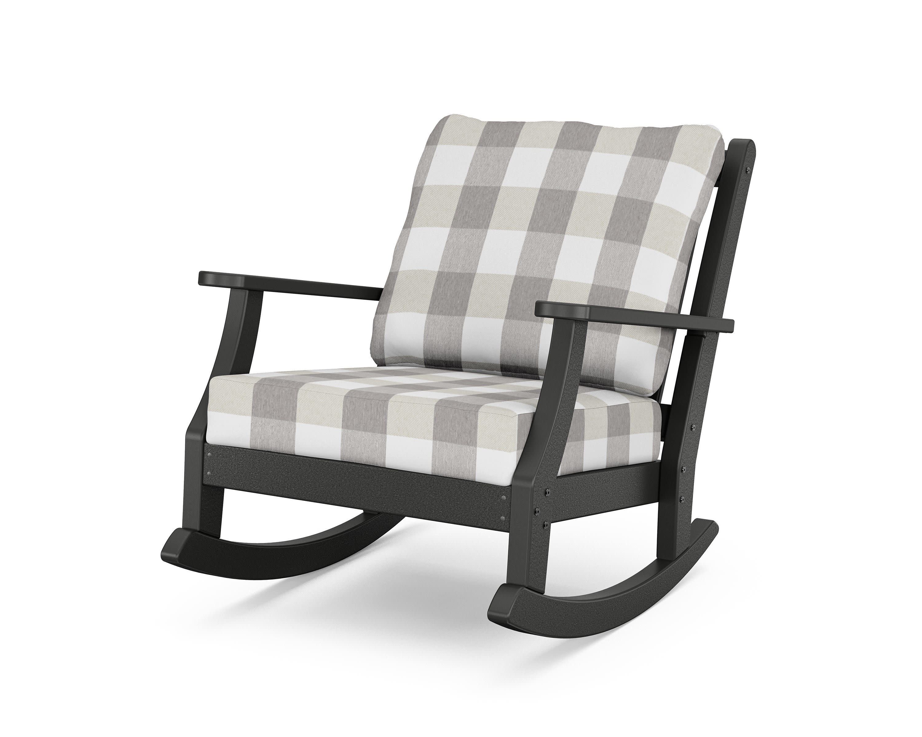 Wovendale Deep Seating Rocking Chair in Black / Buffalo Plaid Grey Mist