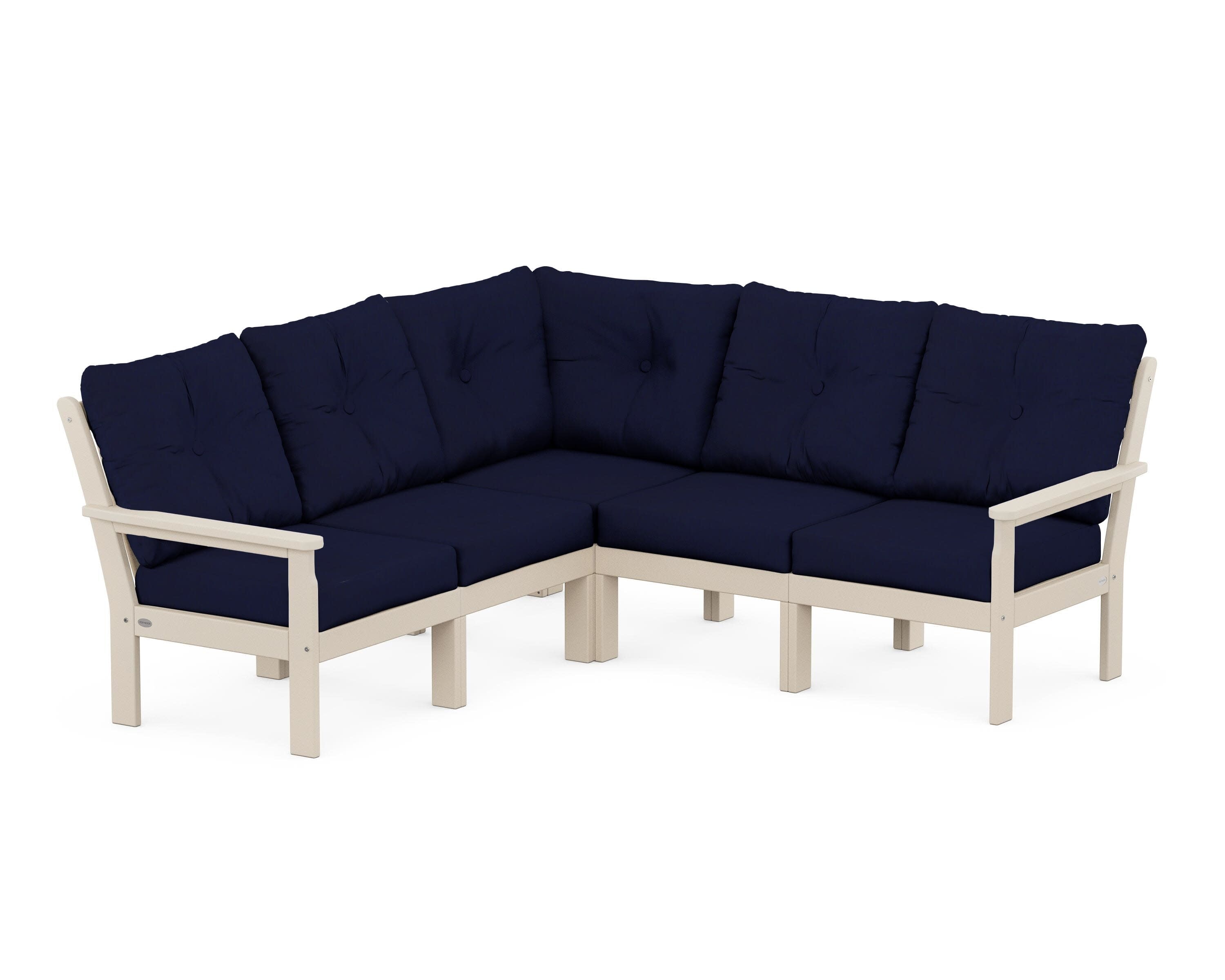 Vineyard 5-Piece Sectional in Sand / Navy