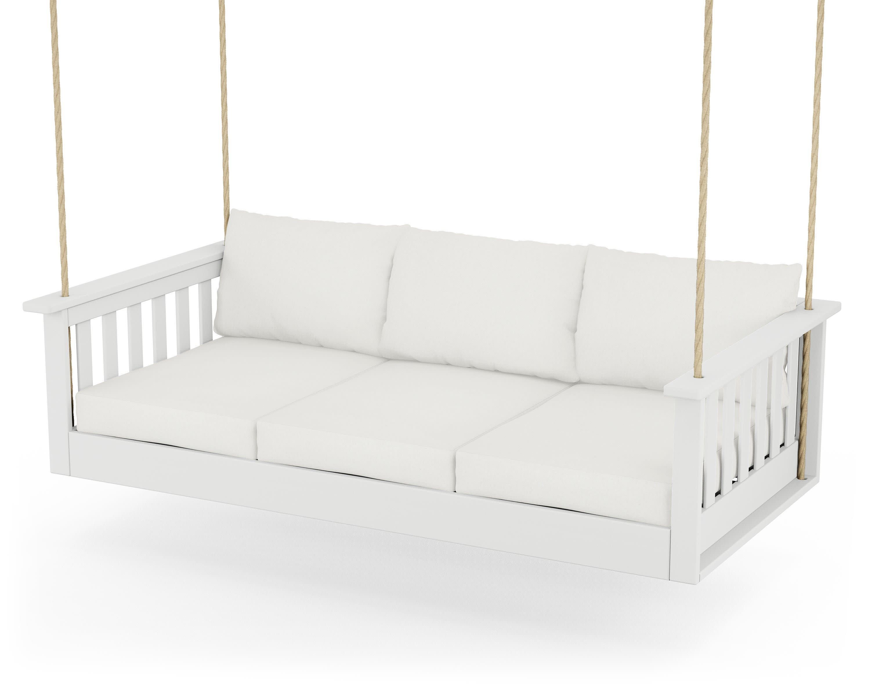 Vineyard Daybed Swing in White / Natural Linen